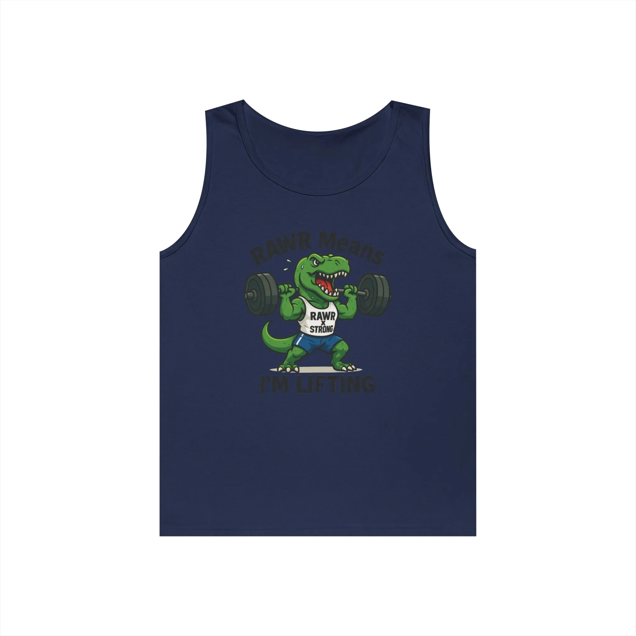 RAWR Gym Tank for Men, Funny Dinosaur Lifting Tee, Workout Dino Fitness Gift, Barbell Humor Tank Top for Men, Motivational Tank, Activewear - Image 12
