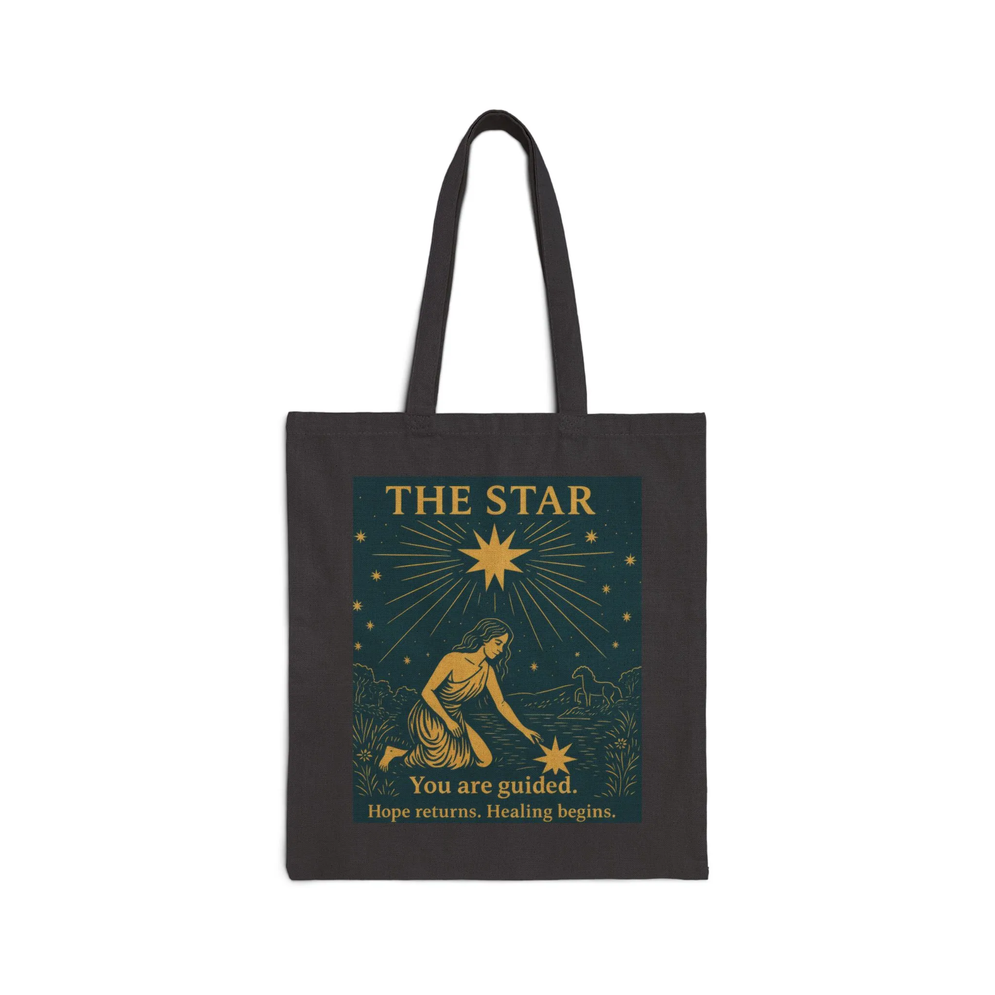 The Star Tarot Cotton Tote Bag, Hope & Healing Spiritual Gift, Mystical Moon Star Canvas, Tarot Bag, Astrological Gift, Spiritual Canvas Bag - Image 7