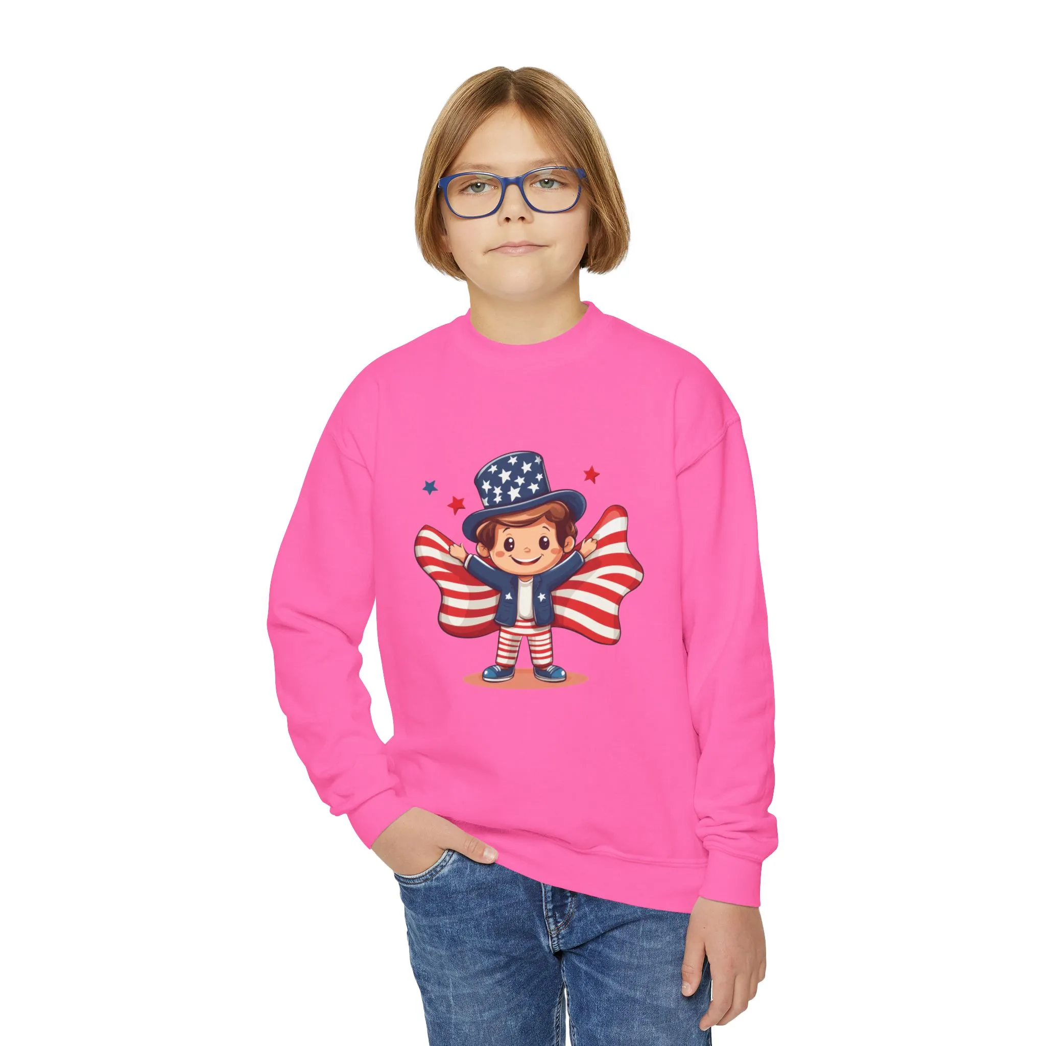 Patriotic Youth Crewneck Sweatshirt, Kids Flag Sweatshirt, July 4th Outfit, Independence Day Gear, Americana Sweatshirt, Holiday Clothing - Image 17