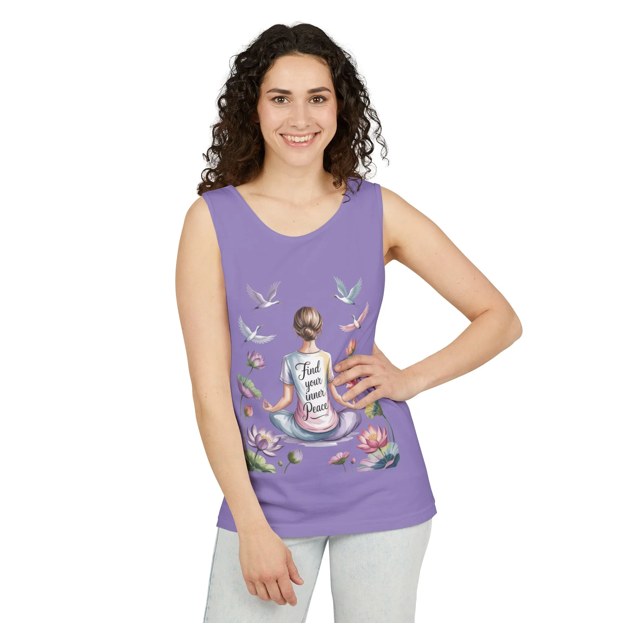 Meditation Floral Womens Tank Top, Find Your Inner Peace, Yoga Apparel, Gift for Mindfulness, Summer Relaxed Wear - Image 14