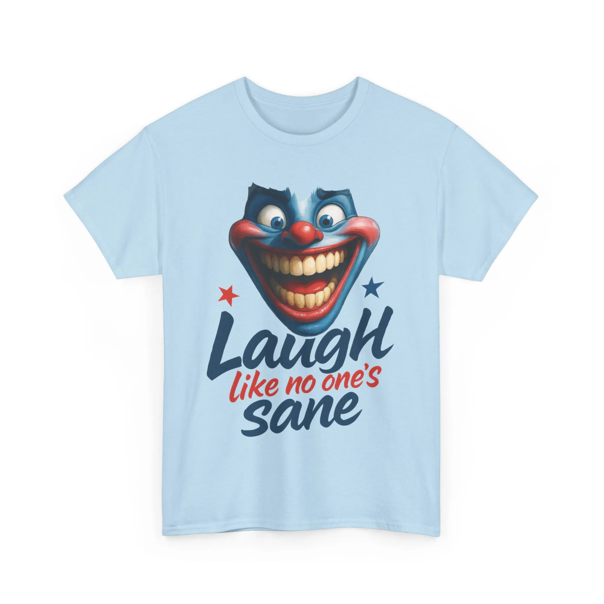 Funny Clown Face Unisex Heavy Cotton Tee, Creepy Clown Face T-Shirt, Humor T-Shirt,Clown Theme Shirt, Funny Horror Graphic Tee - Image 2