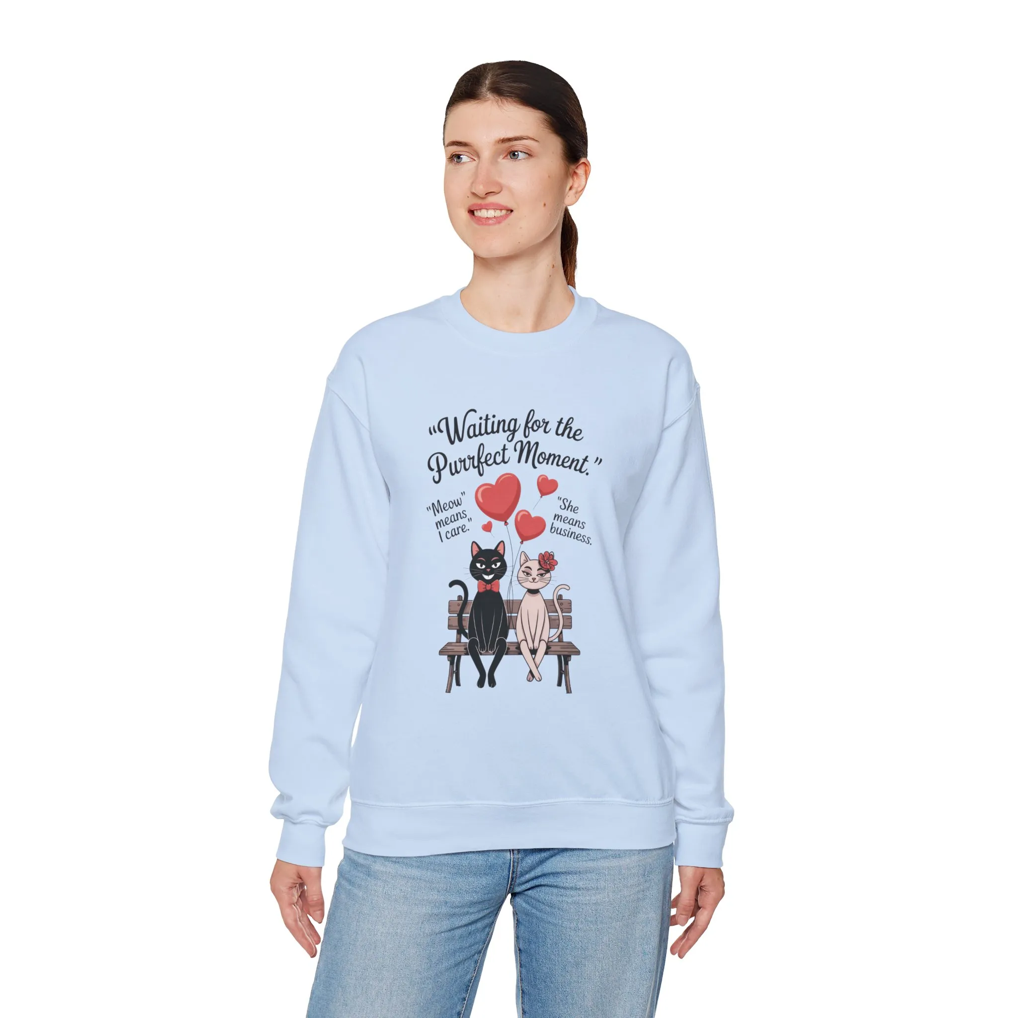 Cute Cat Lovers Womens Sweatshirt, Cozy Gift for Pet Owners, Perfect for Valentine's Day, Animal Lover Apparel, Relaxed Love Sweatshirt - Image 3