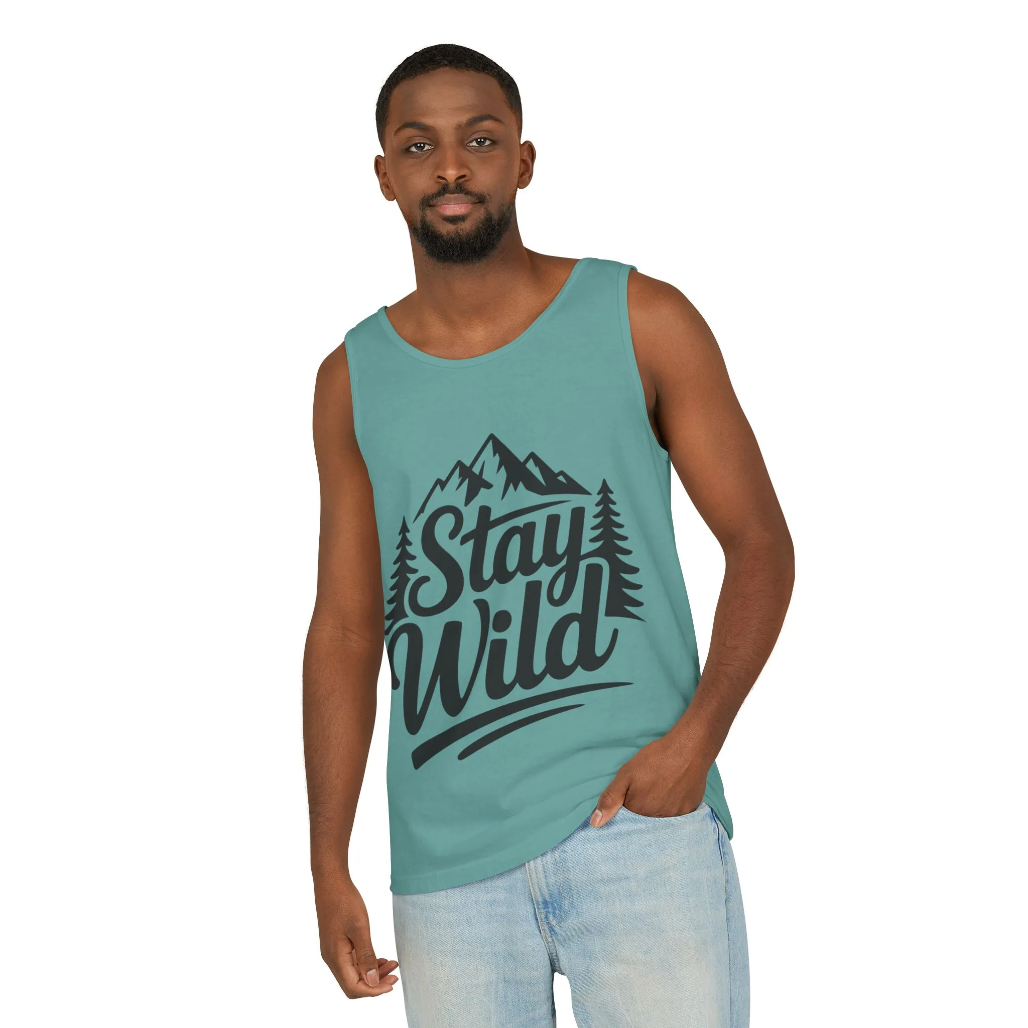 Stay Wild Garment-Dyed Mens Tank Top, Boho Summer Top, Adventure Shirt, Nature Lover Apparel, Gift for Hikers, Outdoor Clothing - Image 20