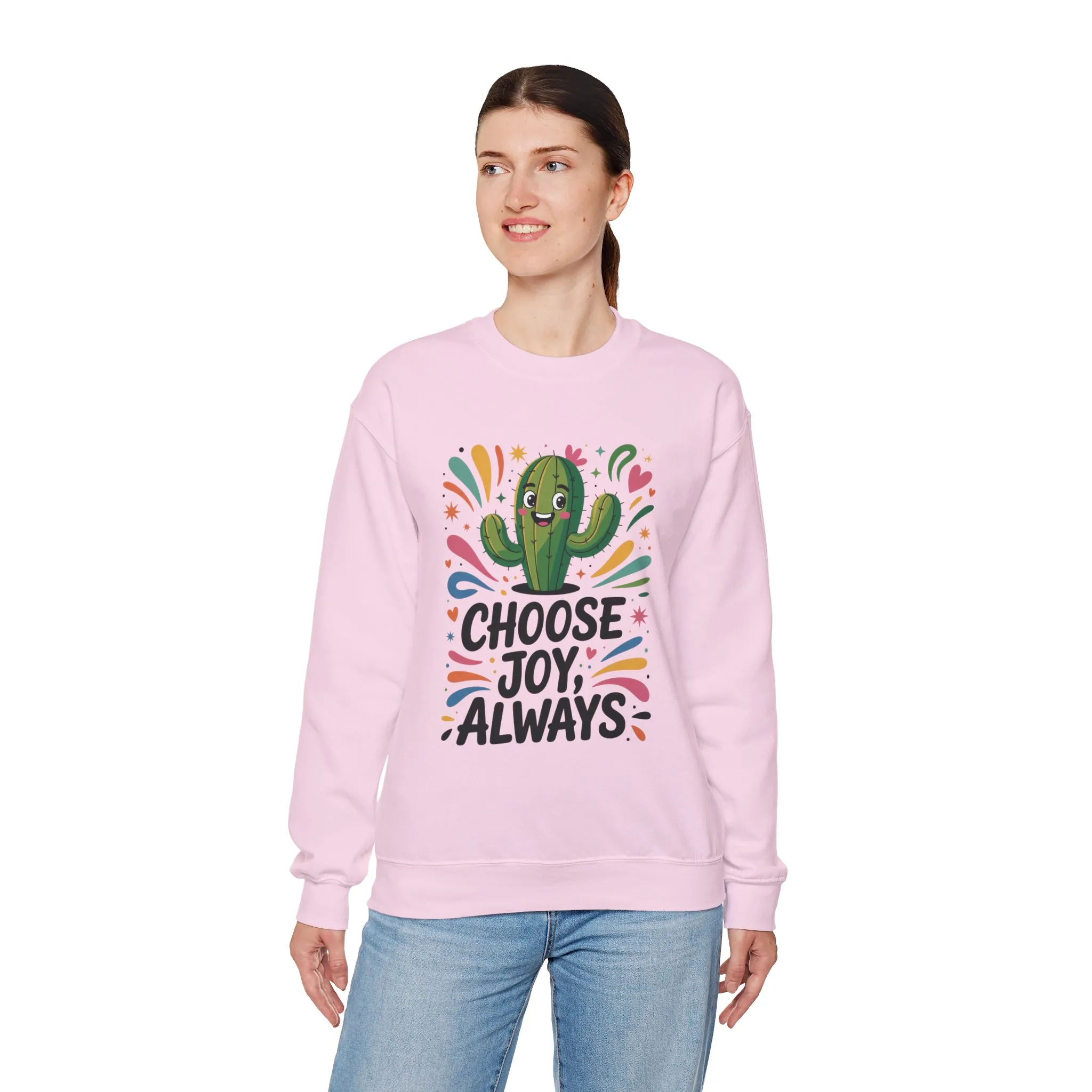 Joyful Cactus Sweatshirt: Choose Joy Always, Cozy Gift for Friends, Womens Casual Wear, Perfect for Celebrations and Everyday Comfort - Image 27