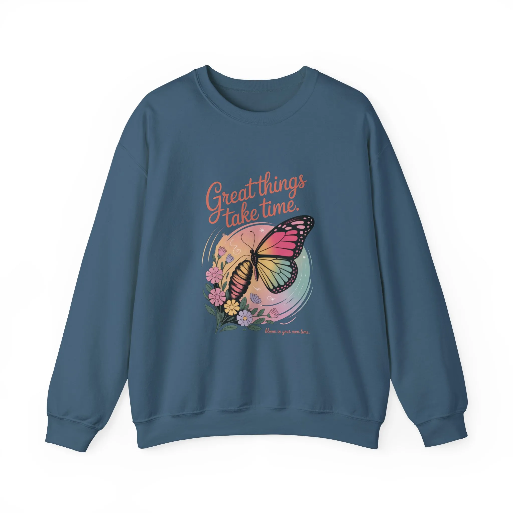 Inspirational Butterfly Sweatshirt - Great Things Take Time, Cozy Unisex Crewneck, Perfect Gift for Nature Lovers, Relaxed Style, [...] - Image 13