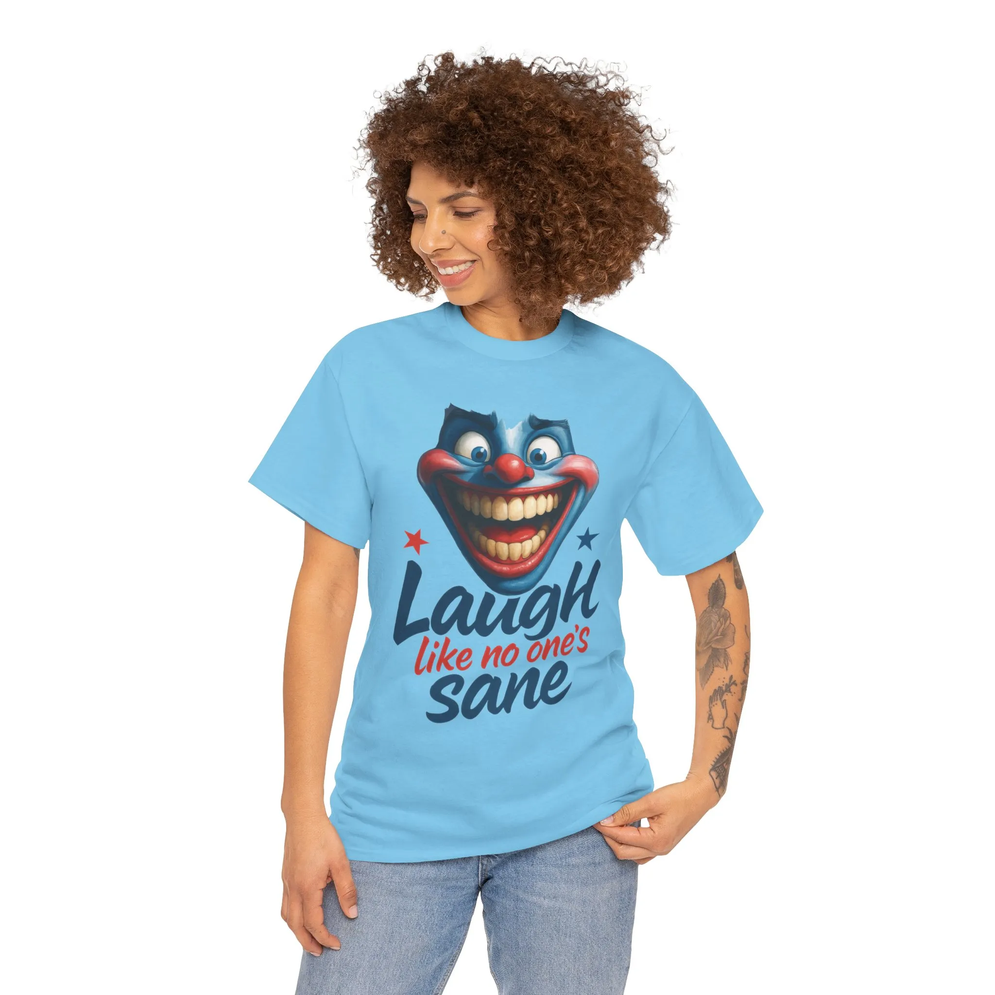 Funny Clown Face Unisex Heavy Cotton Tee, Creepy Clown Face T-Shirt, Humor T-Shirt,Clown Theme Shirt, Funny Horror Graphic Tee - Image 27
