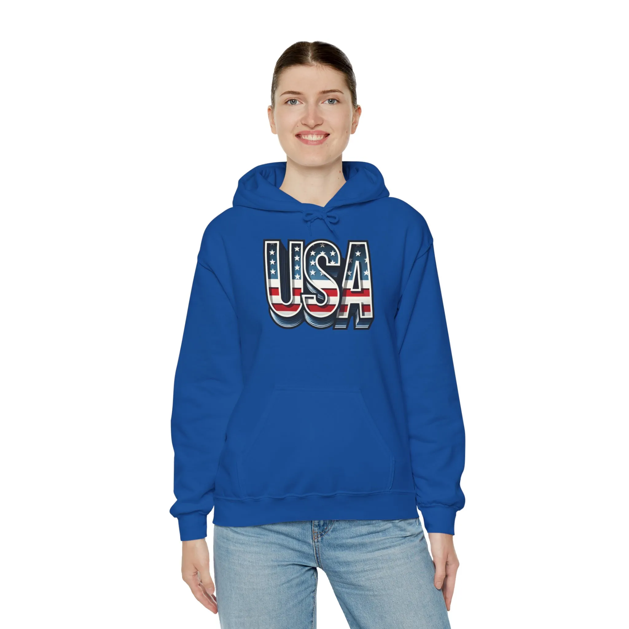 USA Flag Unisex Hoodie, Patriotic Sweatshirt, Independence Day Gift, American Pride Apparel, Casual Layering - Image 2