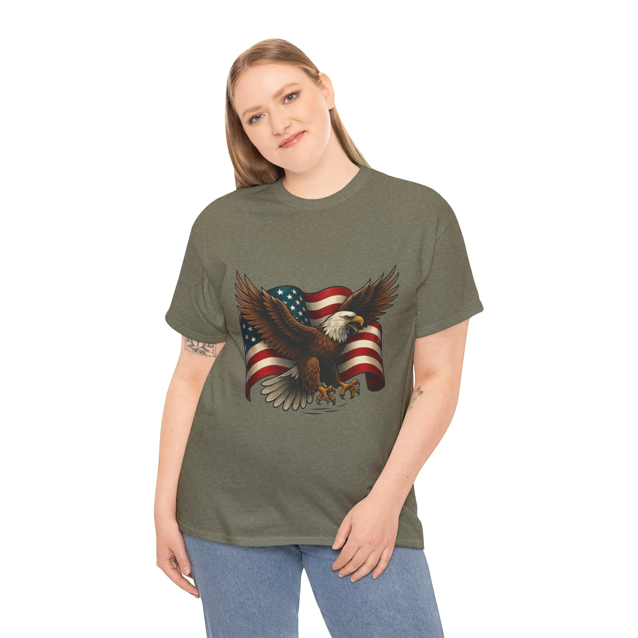 American Eagle Graphic Tee, Patriotic T-Shirt, Fourth of July Apparel, Eagle Love Shirt, Unisex Heavy Cotton Tee - Image 15
