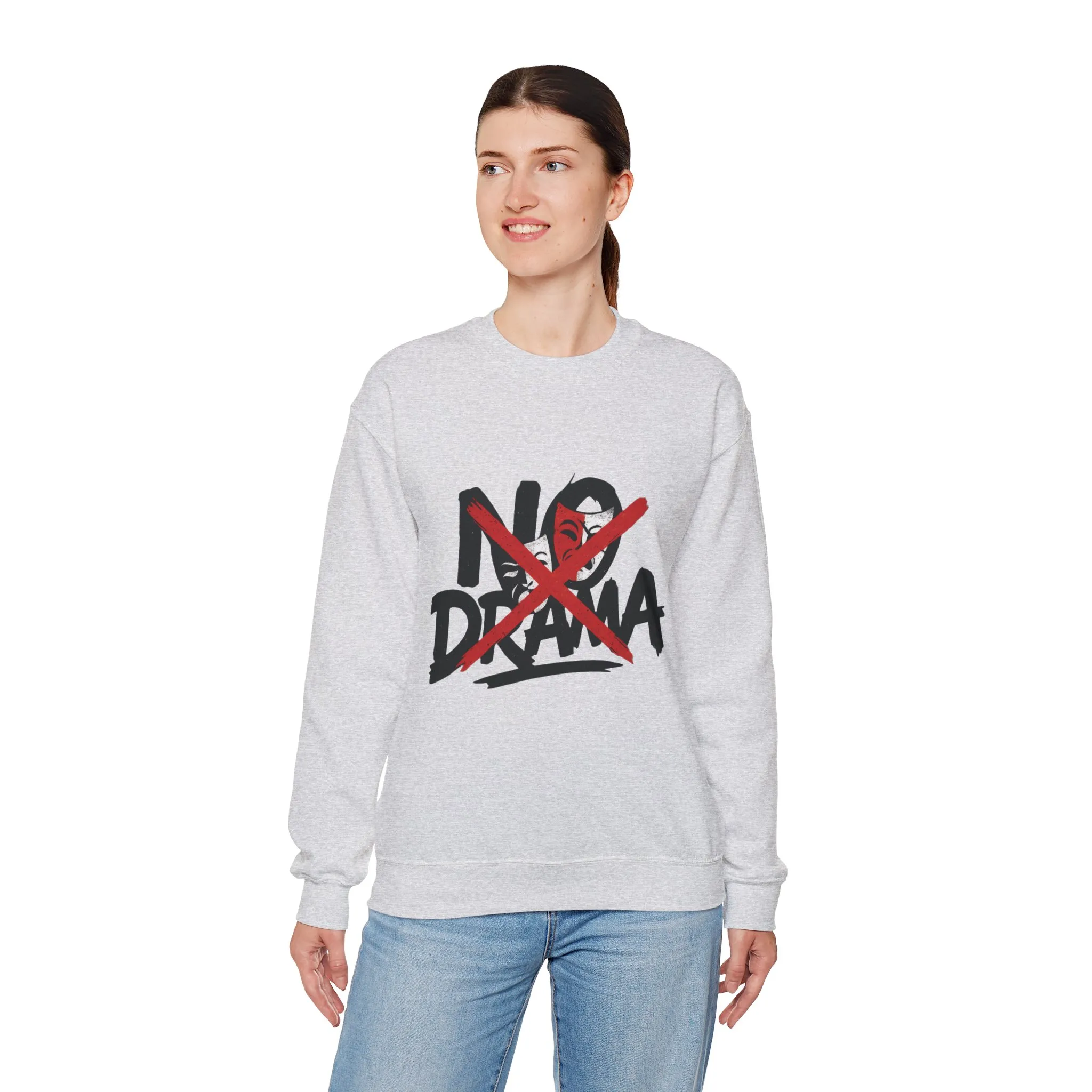 No Drama Crewneck Womens Sweatshirt, Cozy Sweatshirt, Relaxed Fit Pullover, Casual Gift for Friends, Everyday Comfort Apparel - Image 3