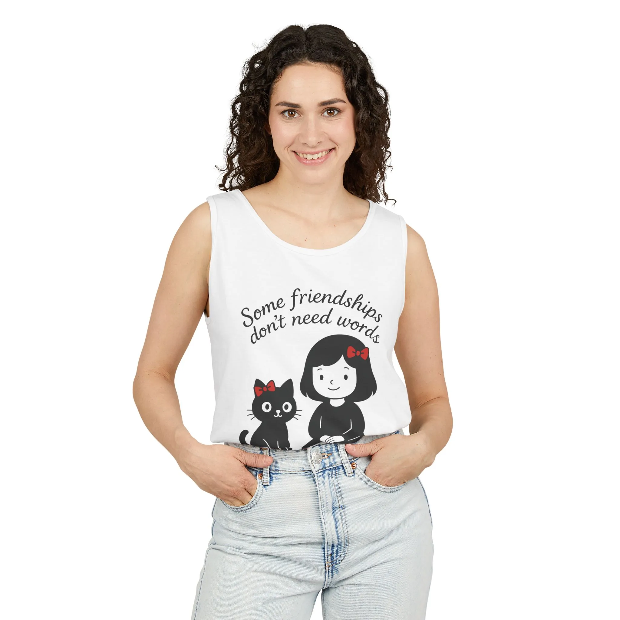 Friendship Tank Top, Cute Cat Lovers Gift, Womens Summer Apparel, Perfect for Casual Outings, Friendship Day, Cat Mom Tees - Image 5