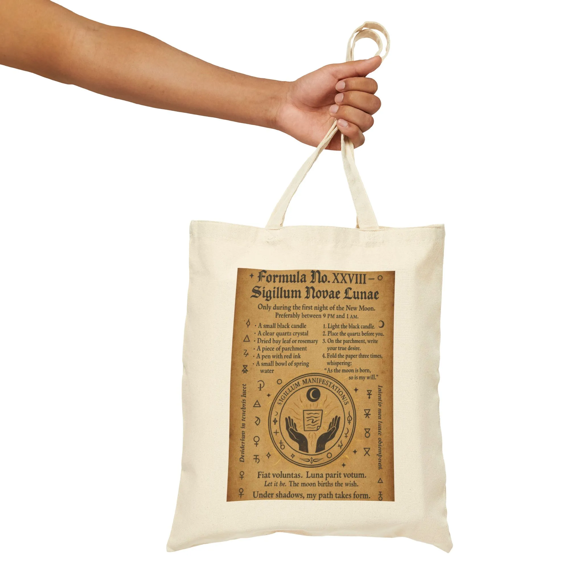 New Moon Ritual Spell Page, Moon Phase Magic, Mystical Grimoire Design, Witchy Bag, Witchy Gift, Mystical, Boho Tote Bag - Image 4