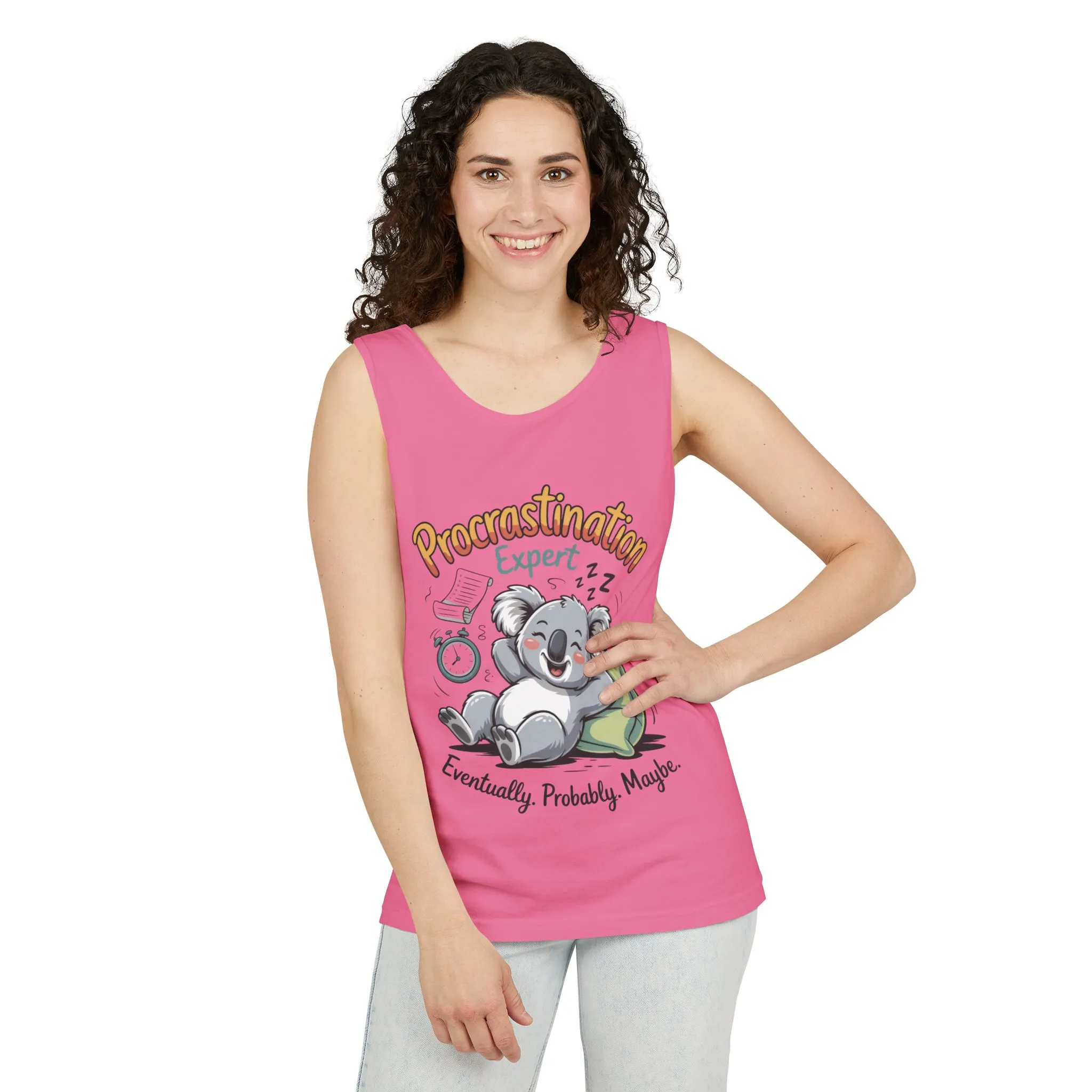 Procrastination Expert Tank Top, Funny Gift for Lazy Days, Relaxed Fit Tee, Casual Summer Wear, Koala Graphic Top, Motivational Apparel - Image 30
