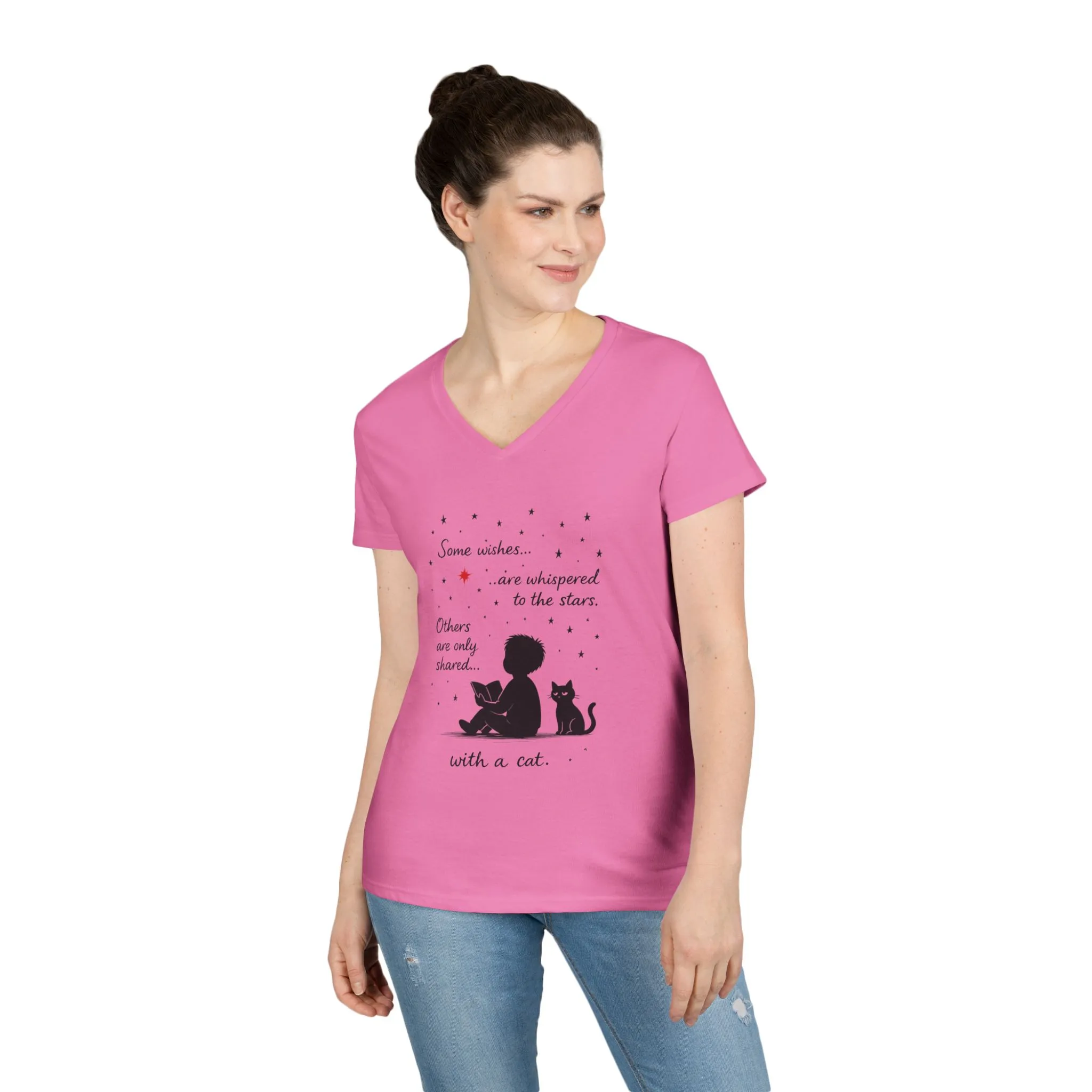 Whimsical Cat Lovers' V-Neck T-Shirt - Perfect Gift for Cat Enthusiasts, Animal Lovers, Birthday, and Pet Owners - Image 21