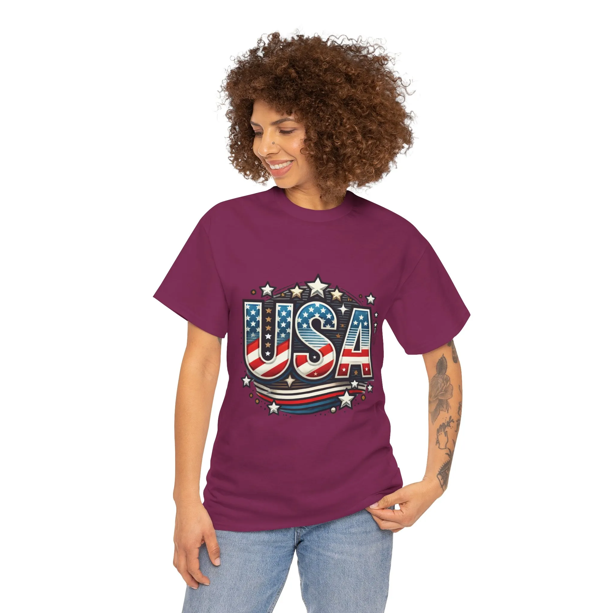 Patriotic USA T-Shirt, Unisex Heavy Cotton Tee for Independence Day, Memorial Day, 4th of July, Casual Wear, Gifts - Image 34