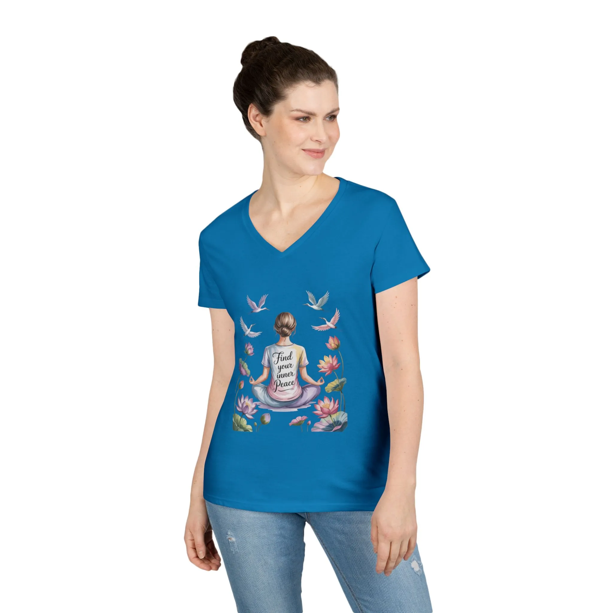 Mindful V-Neck T-Shirt, Inspirational Tee, Yoga Shirt, Self-Care Apparel, Gift for Her, Casual Wear, Find Your Inner Peace - Image 12