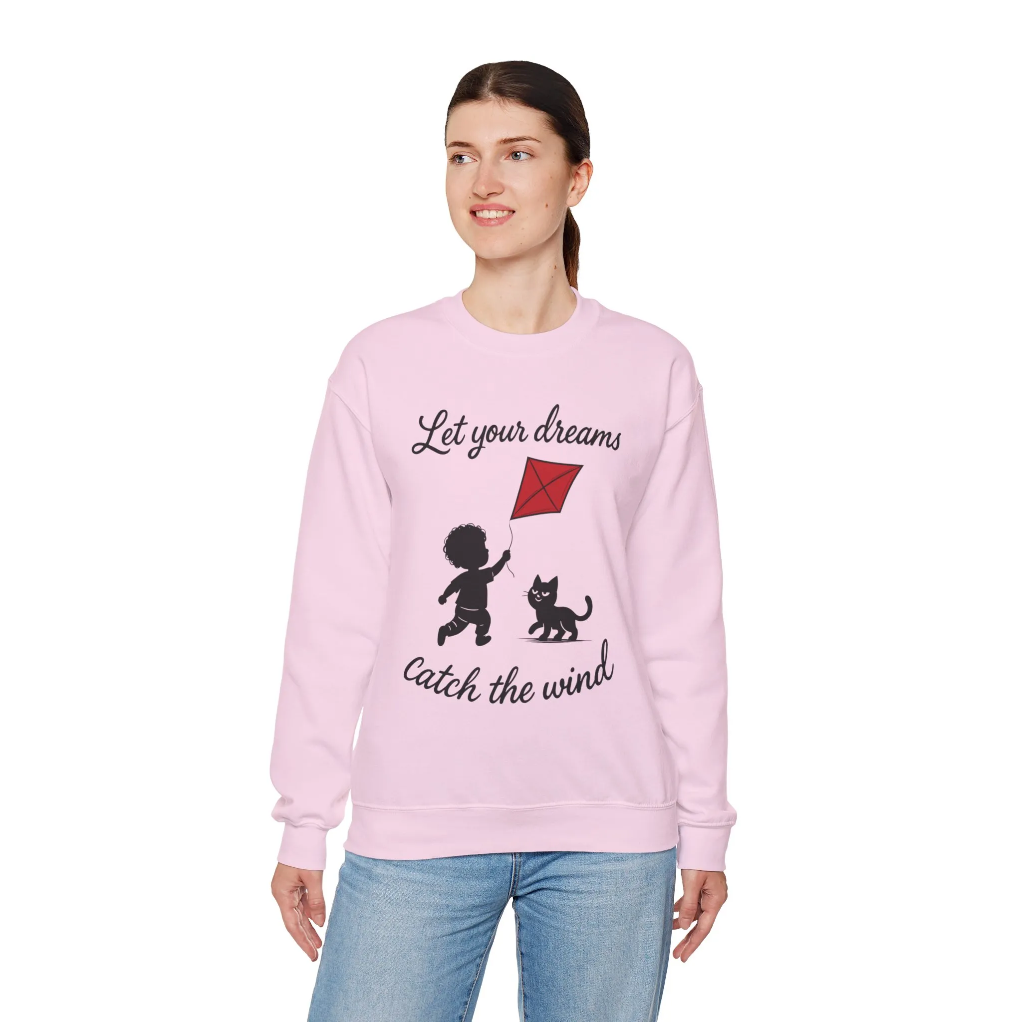Dream Big Womens Crewneck Sweatshirt, Inspirational Gift, Cozy Lounge Wear, Cat Lover's Apparel, Kid's Motivation Sweatshirt - Image 21