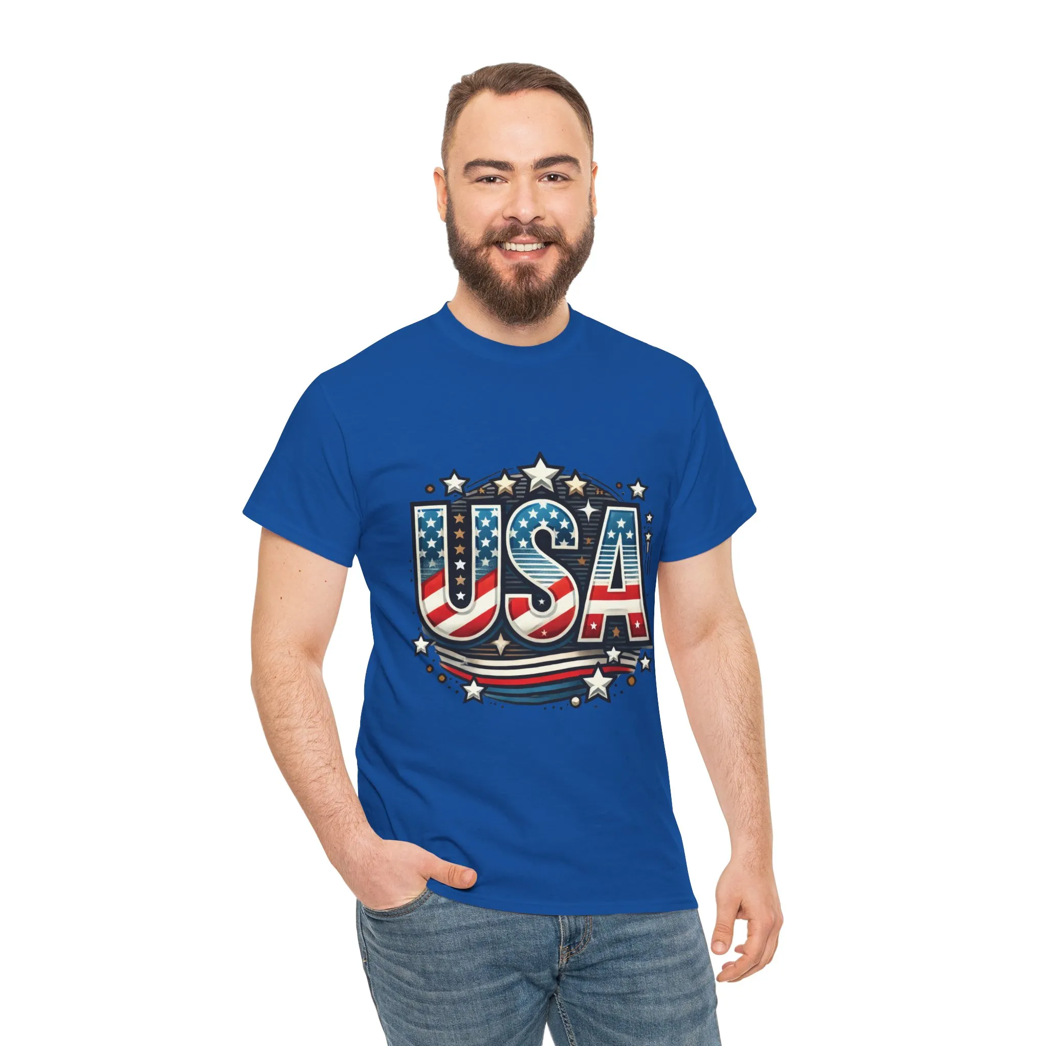 Patriotic USA T-Shirt, Unisex Heavy Cotton Tee for Independence Day, Memorial Day, 4th of July, Casual Wear, Gifts - Image 24