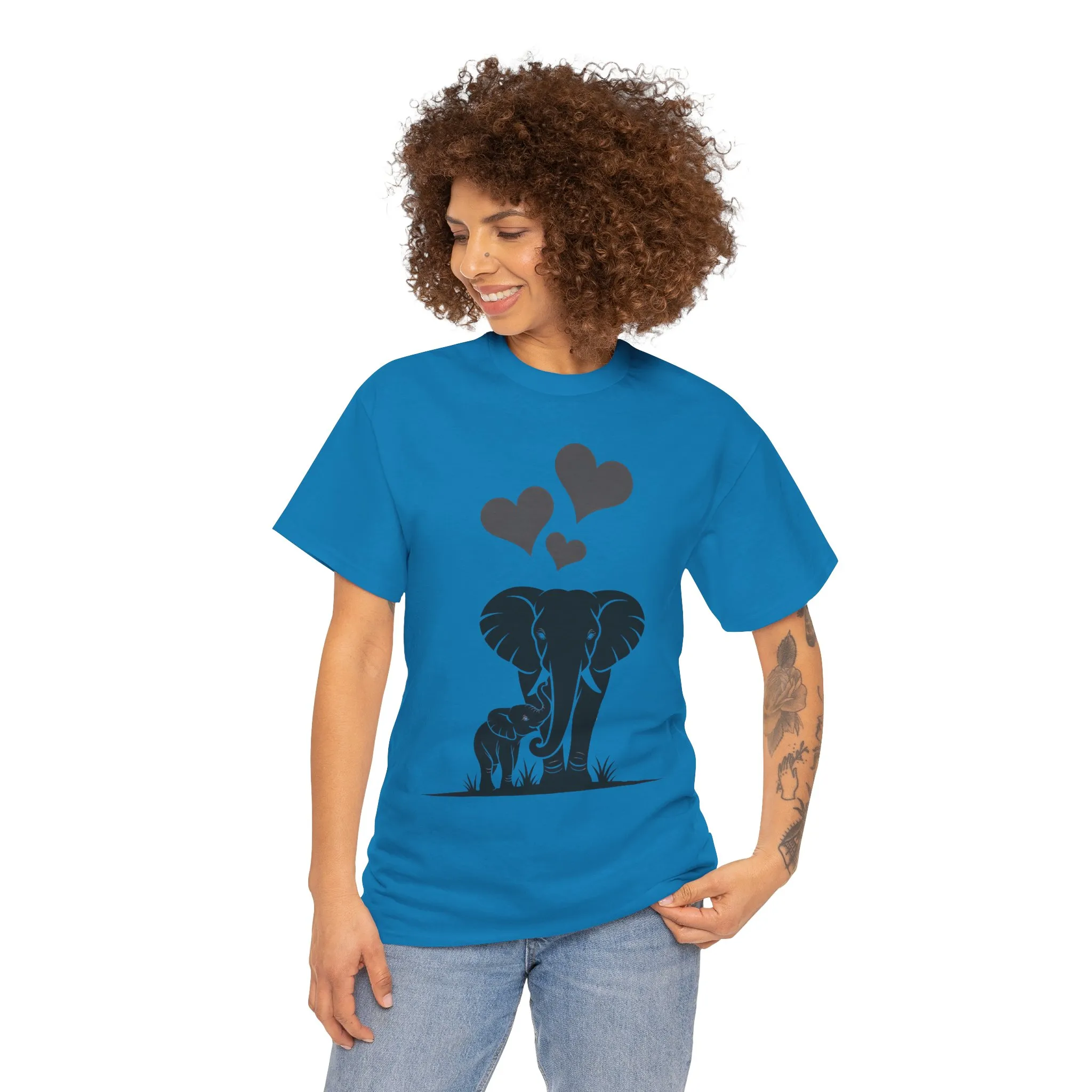 Elephant Mom and Baby T-Shirt, Elephant Love Cotton Tee, Cute Animal Shirt, Animal Lover Gift, Cute Minimalist Elephant Design - Image 14