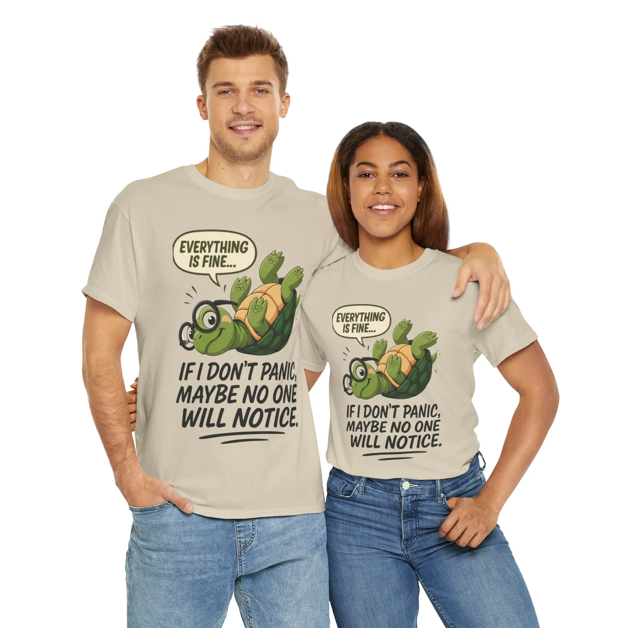 Everything is Fine Turtle Tee, Funny Unisex Cotton Tee, Cute Animal Shirt, Social Anxiety Joke, Great for Humor, Positive message t-shirt - Image 6
