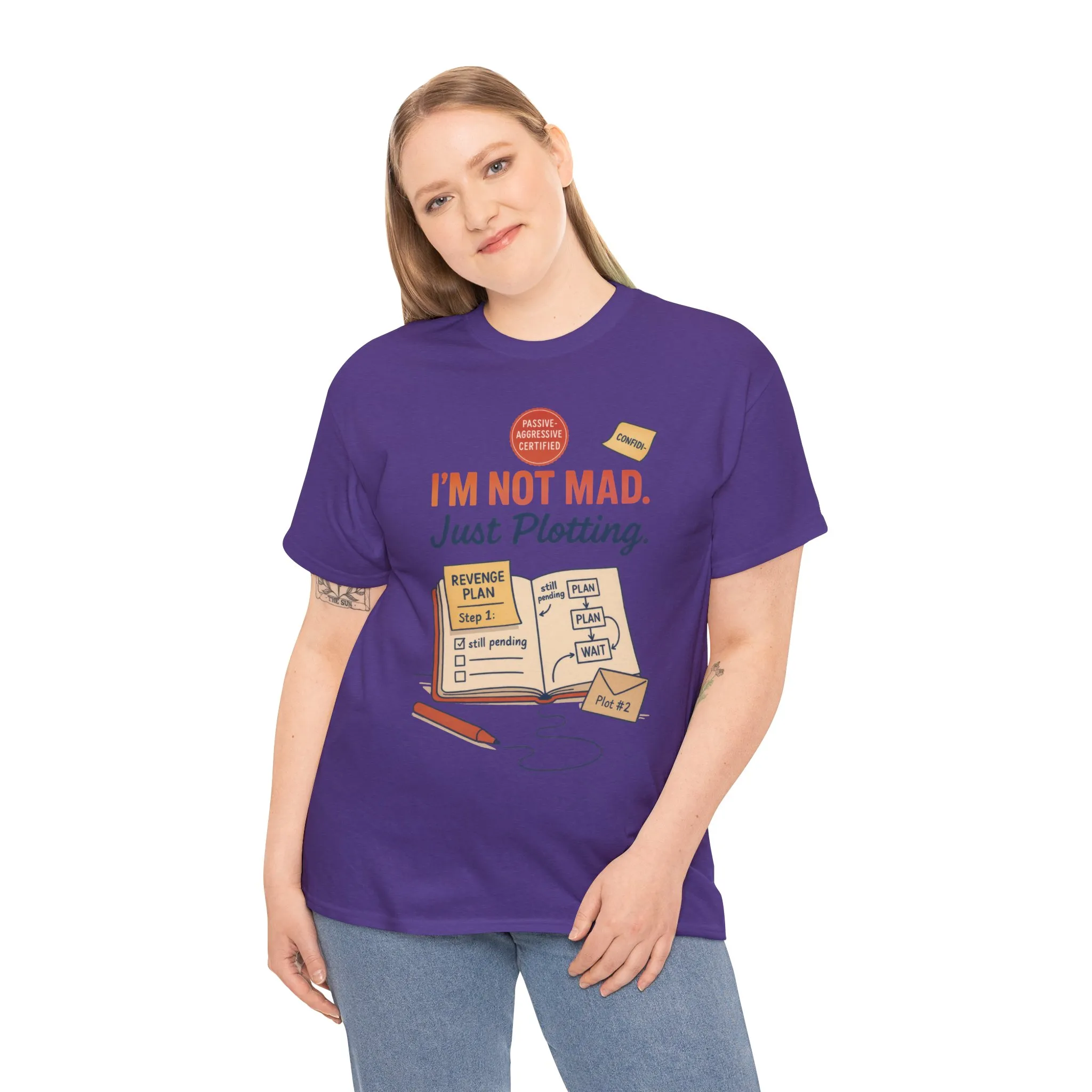 Sarcastic Women's T-Shirt, I'm Not Mad Just Plotting, Funny Passive Aggressive Revenge Tee, Funny Women's Heavy Cotton Tee, Humor Apparel - Image 24