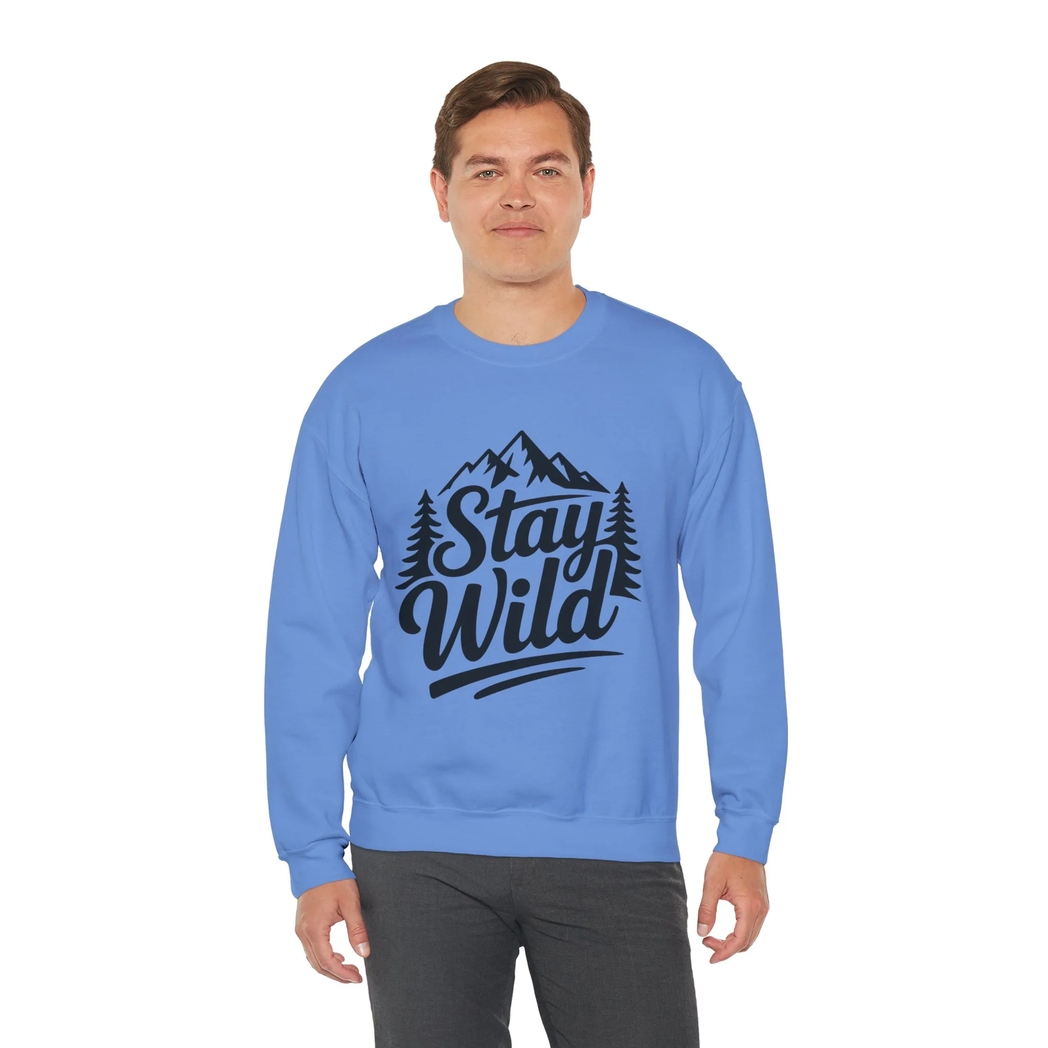 Stay Wild Unisex Crewneck Sweatshirt, Cozy Casual Wear for Adventurers, for Nature Lovers, Mountain Nature Unisex Crewneck Sweatshirt - Image 18