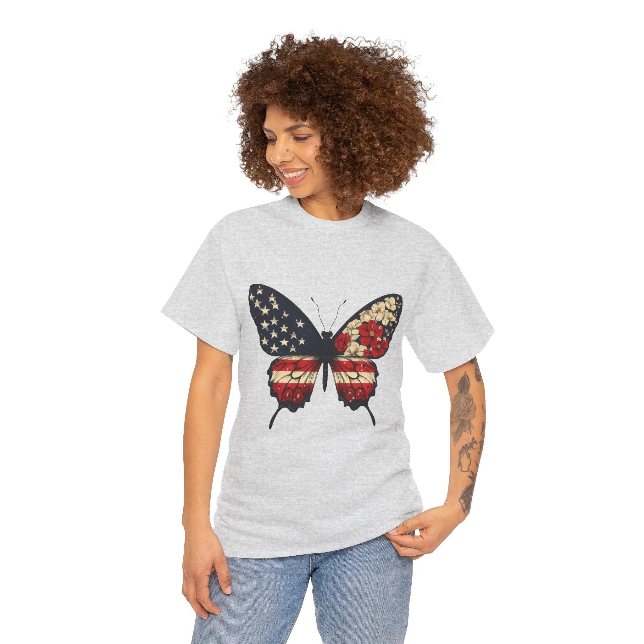 Patriotic Butterfly Tee, Unisex T-Shirt, American Flag Shirt, Nature Lover Gift, July 4th Apparel, USA Pride Clothing, Womens Patriotic Tee - Image 6