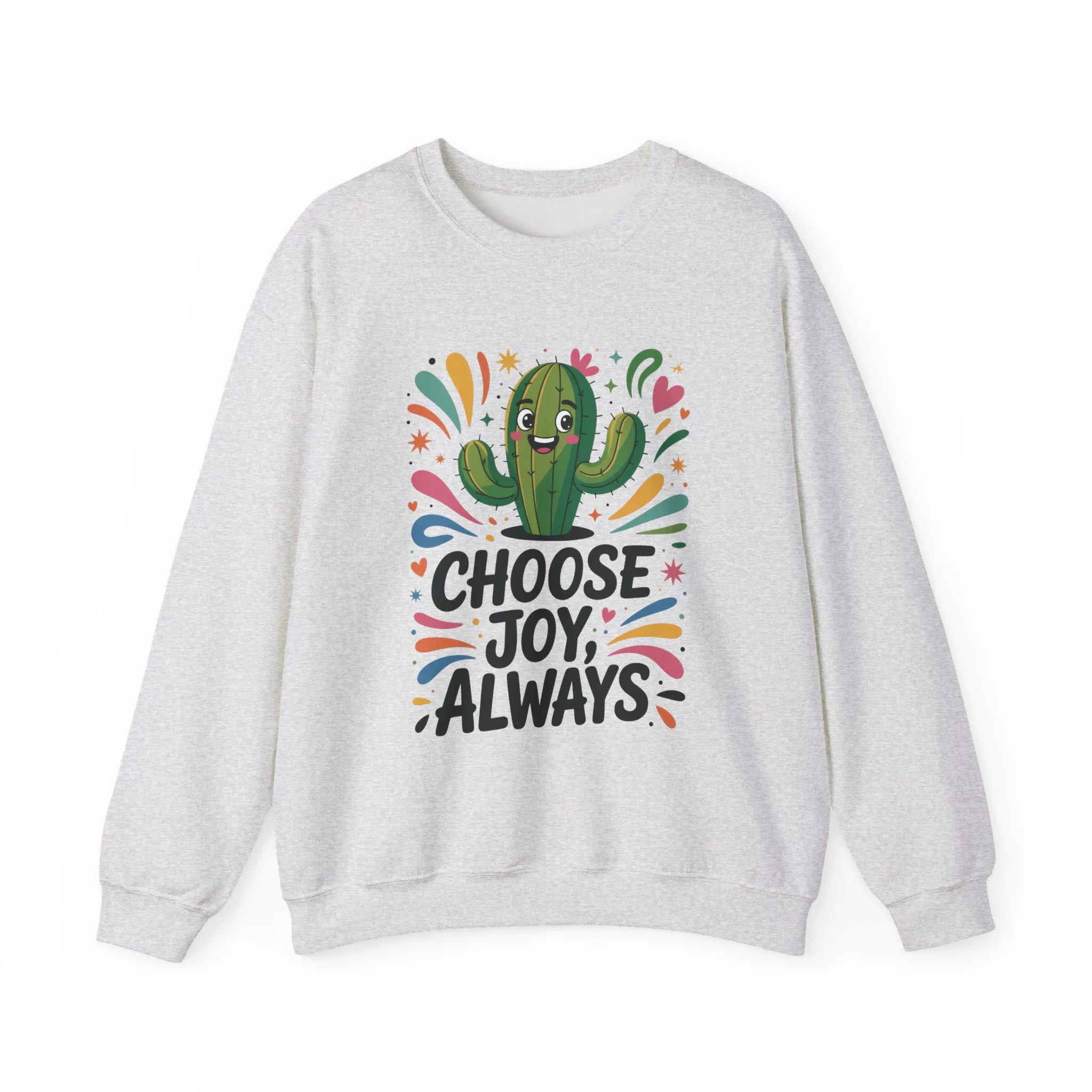 Joyful Cactus Sweatshirt: Choose Joy Always, Cozy Gift for Friends, Womens Casual Wear, Perfect for Celebrations and Everyday Comfort - Image 2