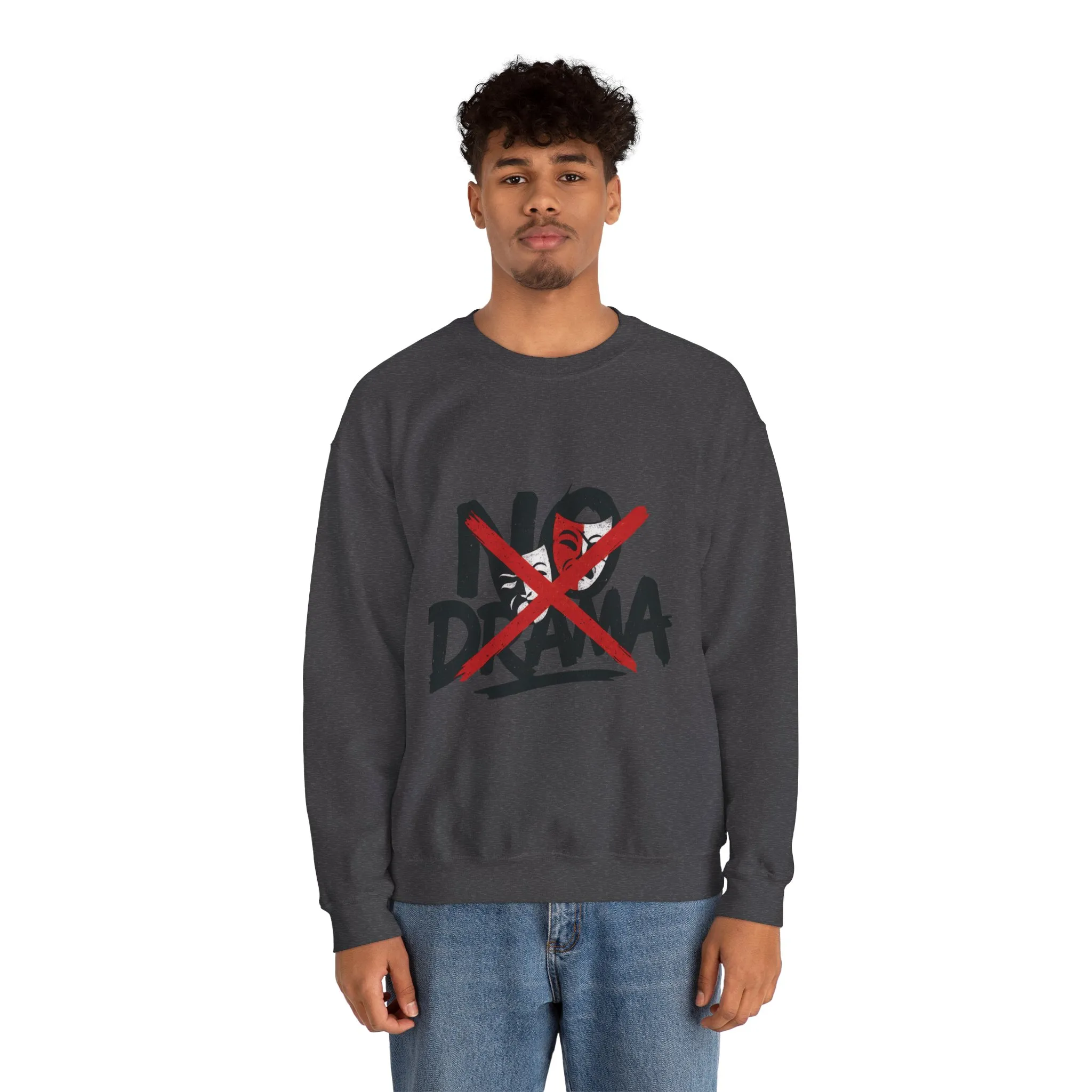No Drama Mens Crewneck Sweatshirt, Casual Everyday Wear, Gift for Friends, Relaxed Vibes, Comfortable Fashion - Image 32