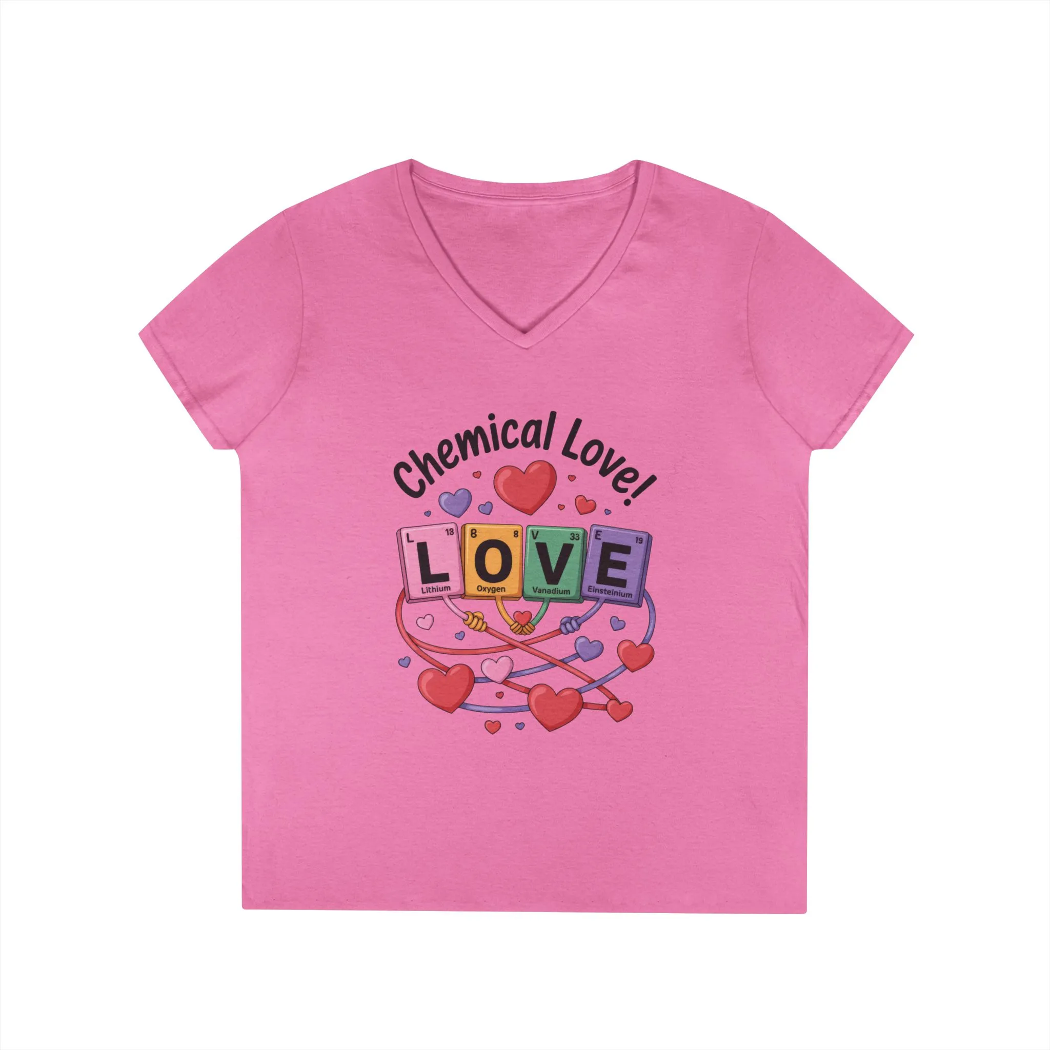 Chemical Love V-Neck T-Shirt, Cute Chemistry Shirt, Valentines Day Gift, Science Lover Apparel, Funny Graphic Tee - Image 4