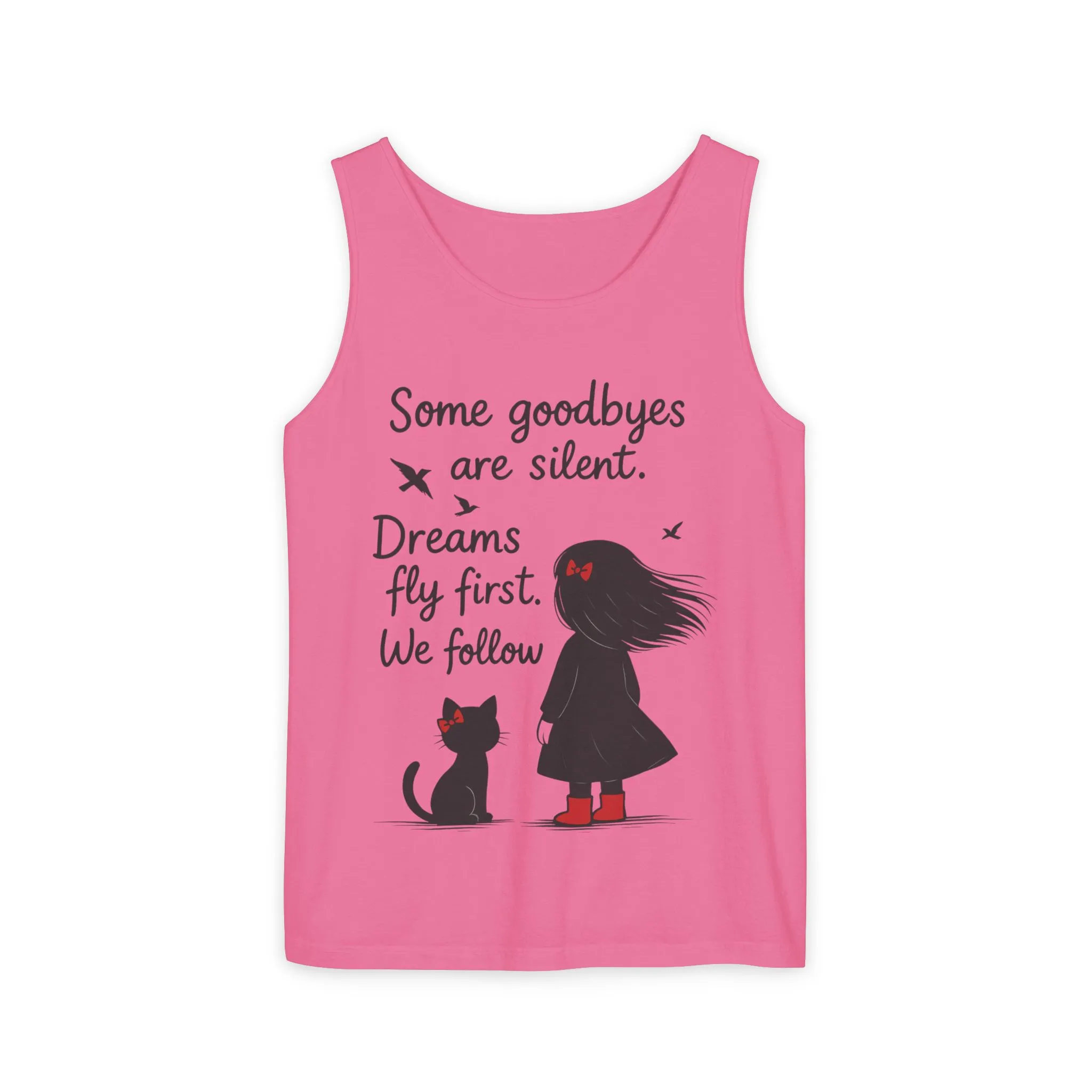 Minimalist Tank Top, Womens Tank, Girl & Cat Art Print, Emotional Lightweight Summer Shirt, Inspirational Apparel, Cat Lover Gift - Image 28