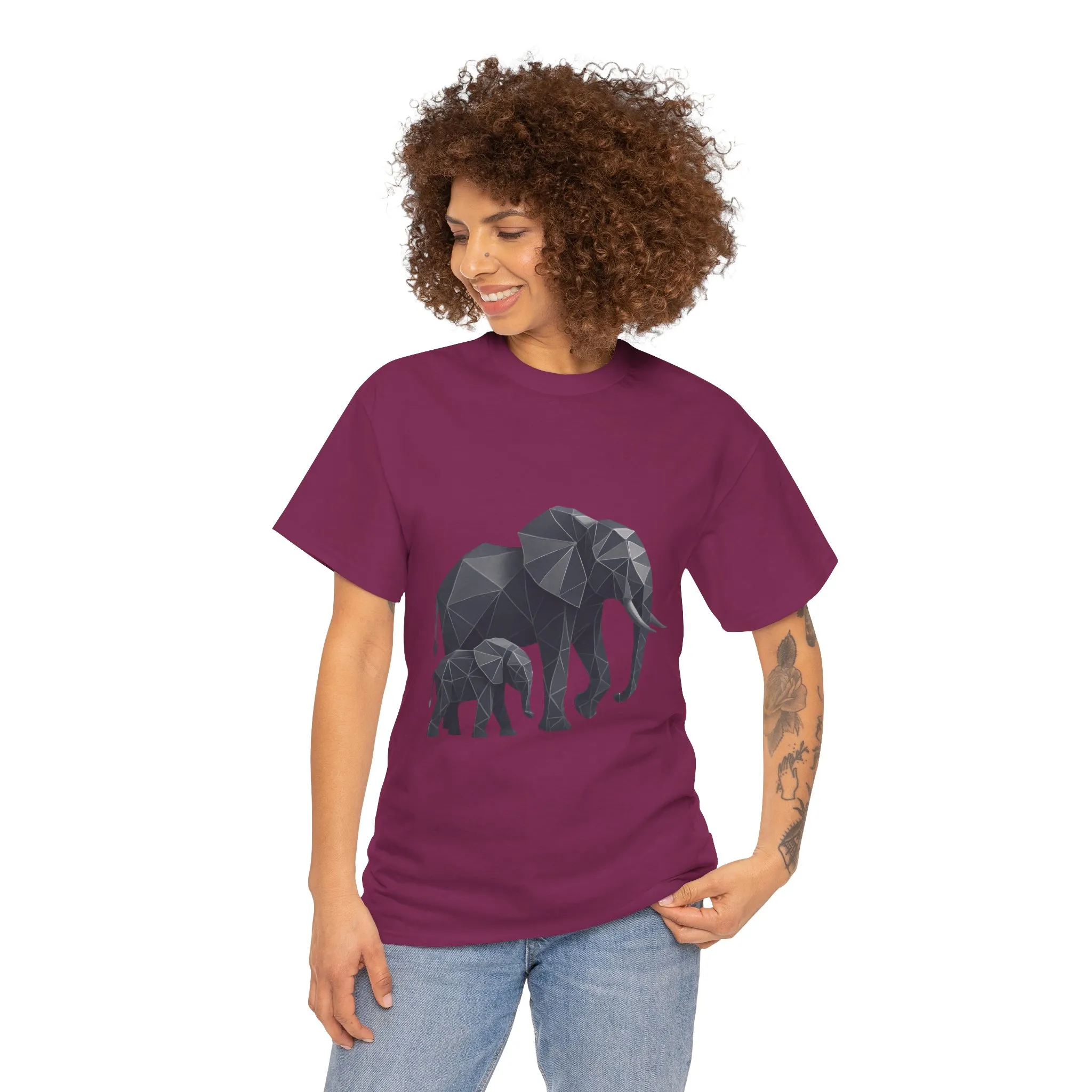 Geometric Elephant Tee - Minimalist Art Shirt, Nature Lover Gift, Animal Print T-Shirt, Unisex Cotton Tee, Eco-Friendly Wear