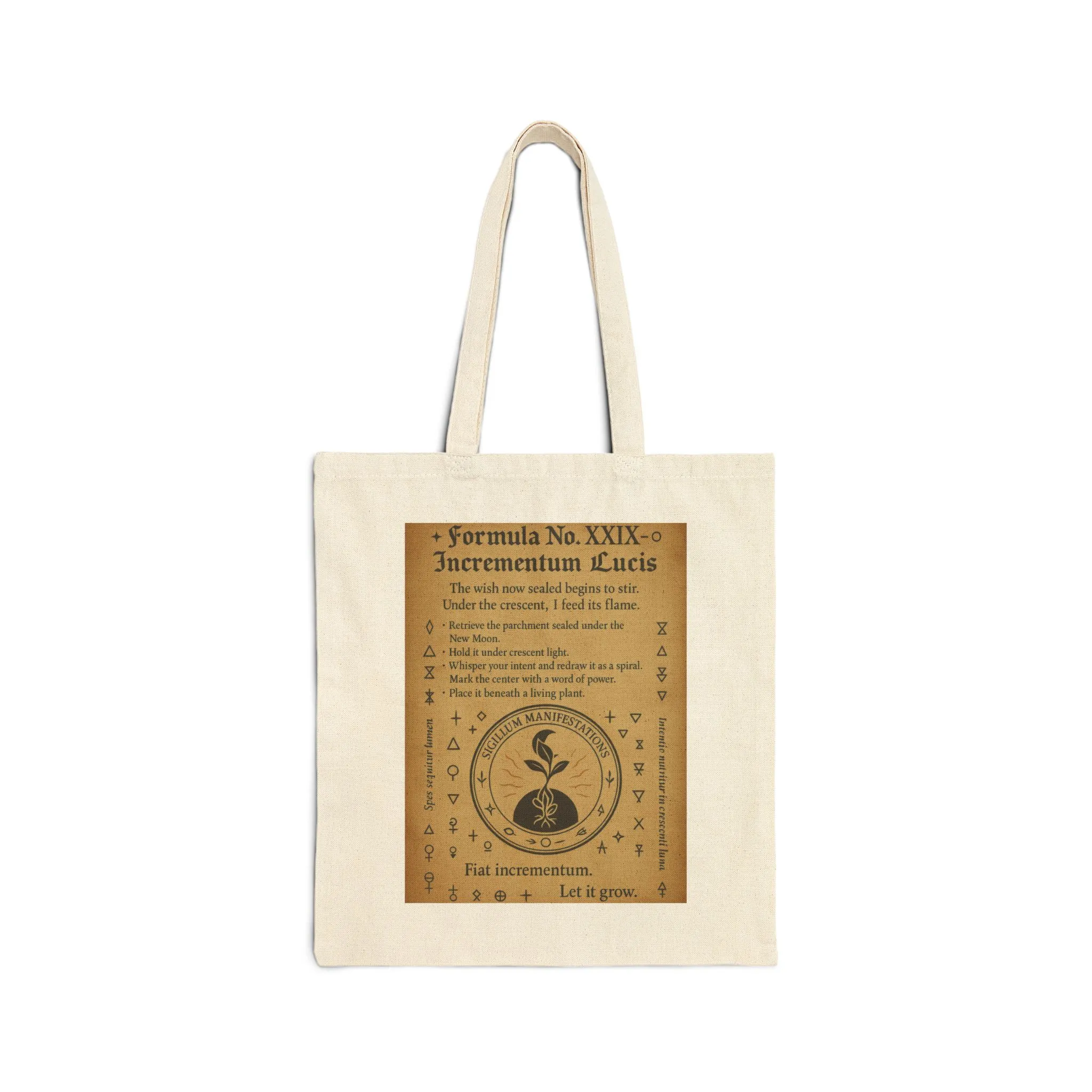Waxing Crescent Ritual Spell Page, Moon Phase Magic, Mystical Grimoire Design, Witchcore Bag, Lunar Phase Canvas Bag, Moon Ritual Grimoire Print