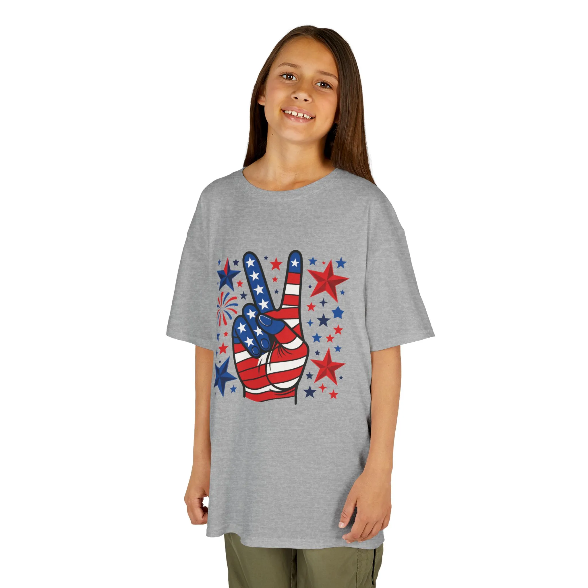 Kids Peace Sign Tee, Patriotic Children's T-Shirt, Americana Style Tee, July 4th Outfit, Independence Day Gift, Star-Spangled Shirt - Image 8