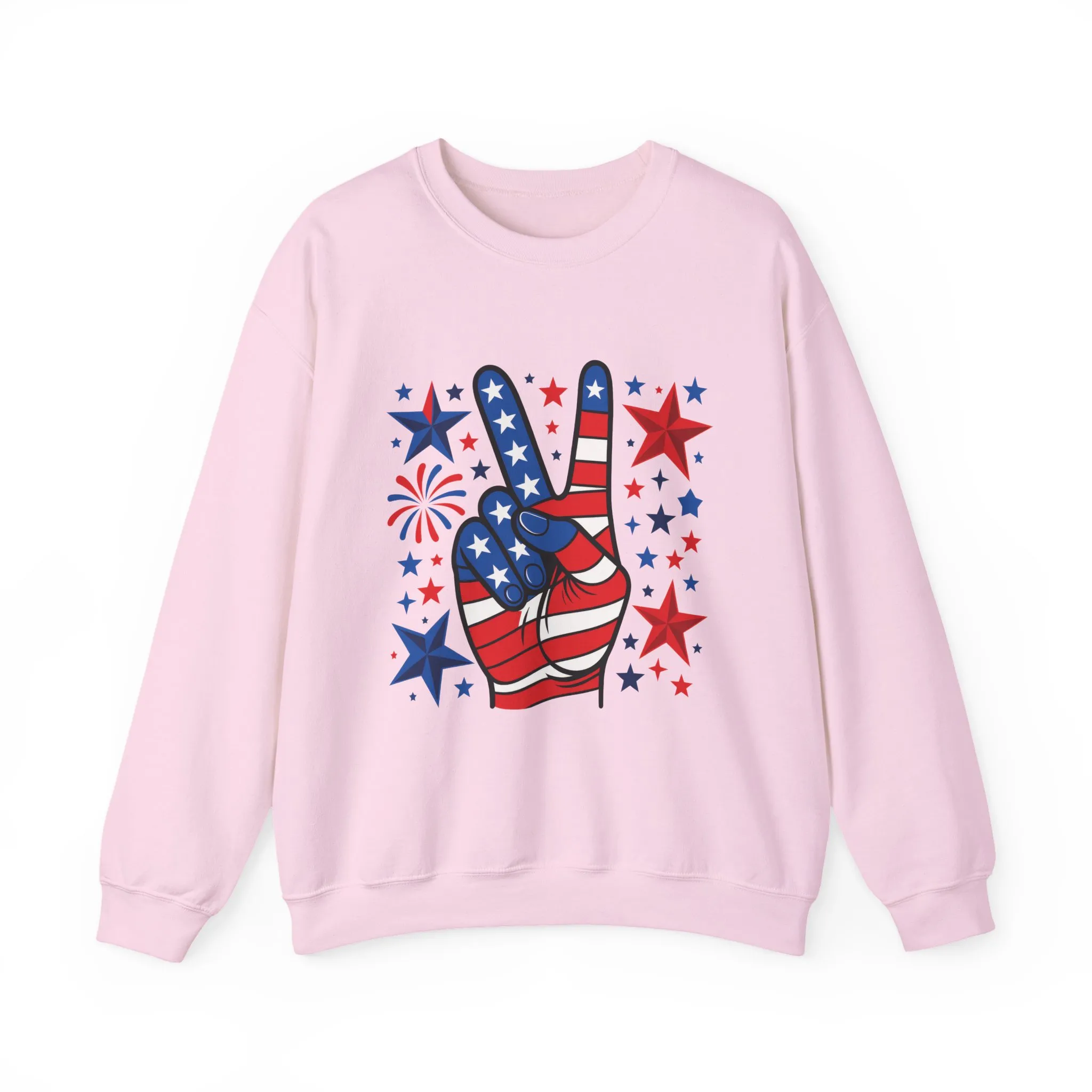 Patriotic Peace Crewneck Sweatshirt - Unisex Heavy Blend, 4th of July Clothing, Peace Sign Design, Casual Wear, Gift for Him/Her - Image 44