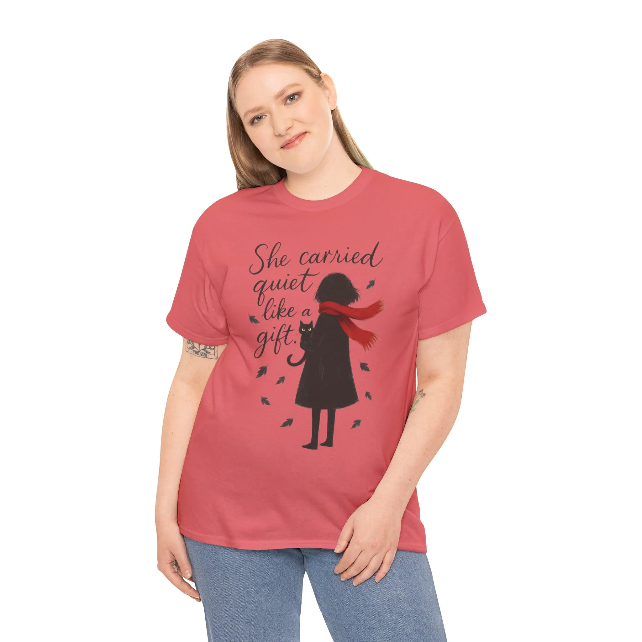 Cat Lover Womens T-Shirt, Whimsical Hand-Drawn Illustration Tee, Artistic Minimalist Gift for and Introverts, Cute Animal Apparel - Image 33