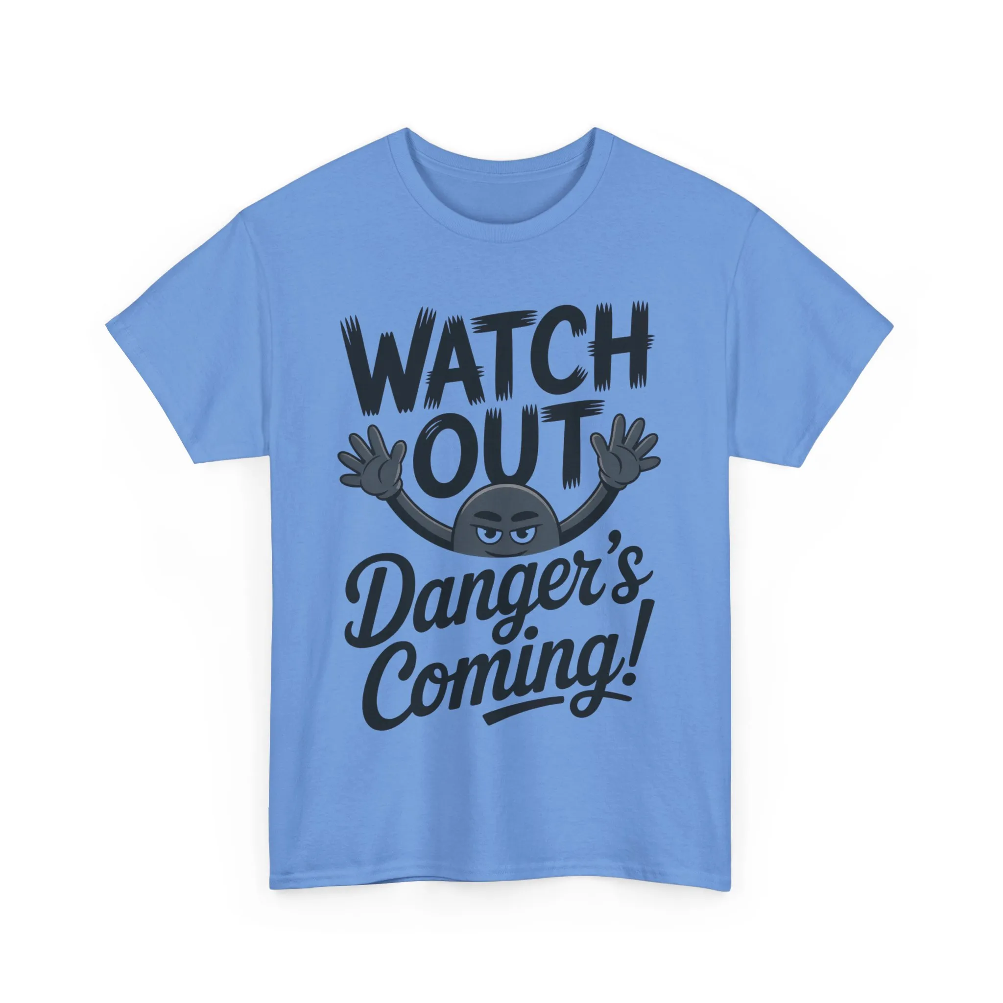 Funny "Watch Out" Cartoon Character T-Shirt, Sketch Style Unisex Heavy Cotton Tee, Minimalist Humorous Graphic Tee, Gift for Him/Her - Image 21