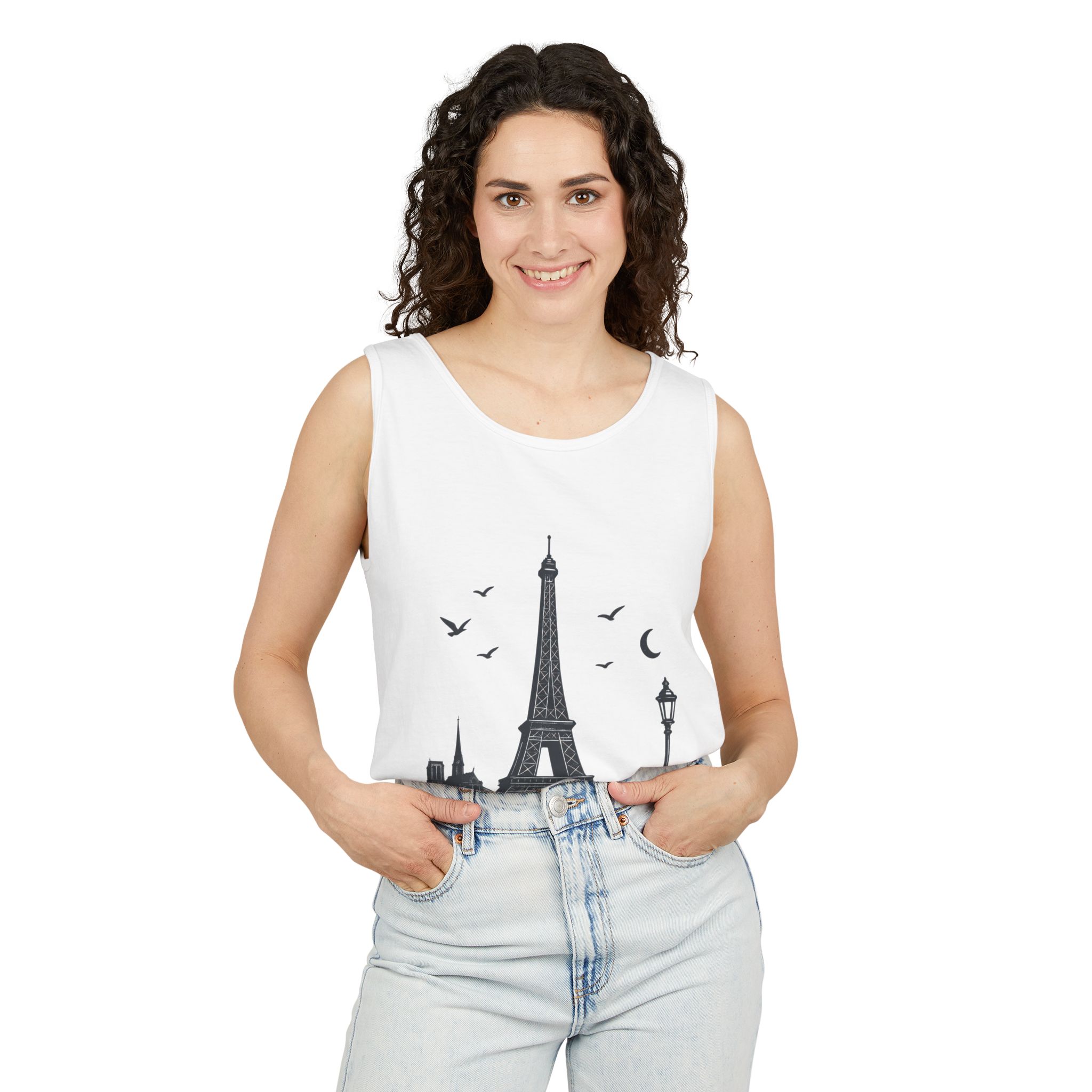 Parisian Dreams Tank Top, Unisex Summer Wear, Graphic Tee, Travel Inspired Apparel, Vacation Outfit, Casual Tank for All Occasions - Image 6