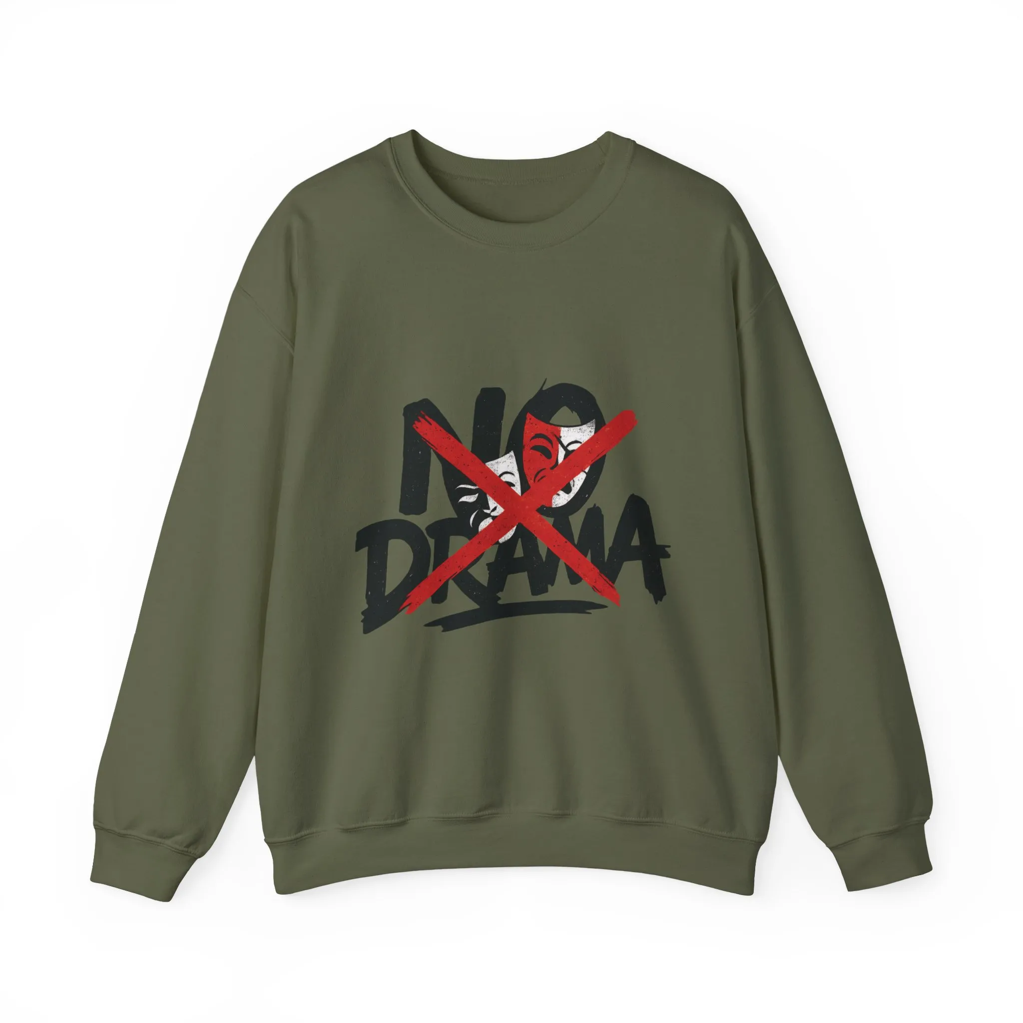 No Drama Mens Crewneck Sweatshirt, Casual Everyday Wear, Gift for Friends, Relaxed Vibes, Comfortable Fashion - Image 4