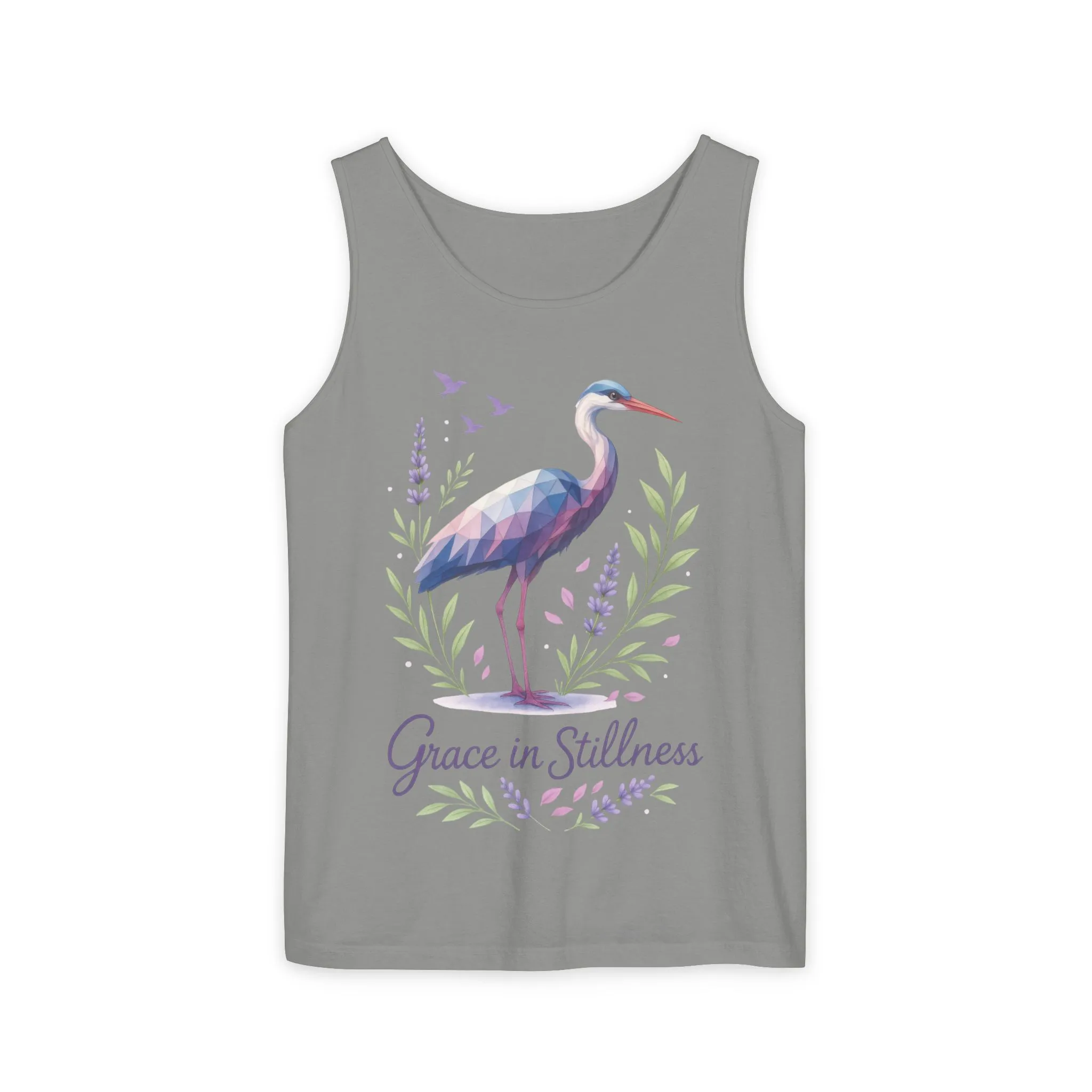 Polygonal Heron Graphic Tank, Womens Artistic Bird Summer Top, Geometric Crane, Bird Lovers Gift, Yoga Shirt, Fitness Apparel, Casual Wear - Image 13