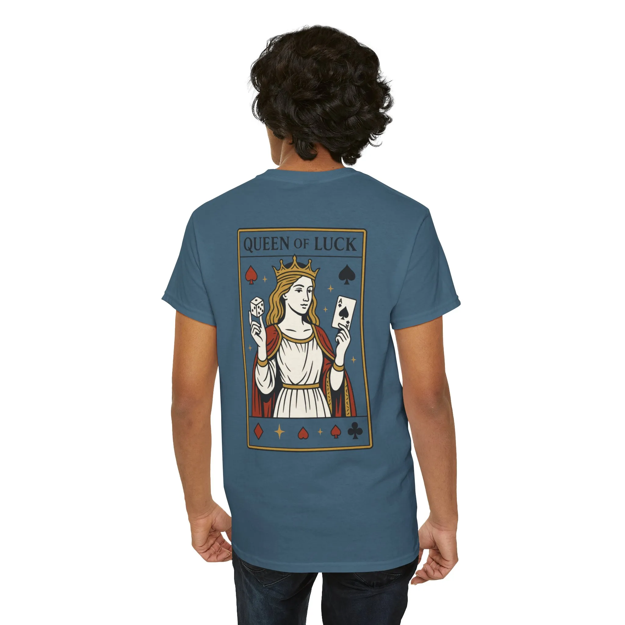 Front & Back Print unisex T-Shirt, Roll the Dice Tee for Men, Vintage Gambling Shirt, Casino Gift, Poker Gift, Card Games Gift, Queen of Luck - Image 13