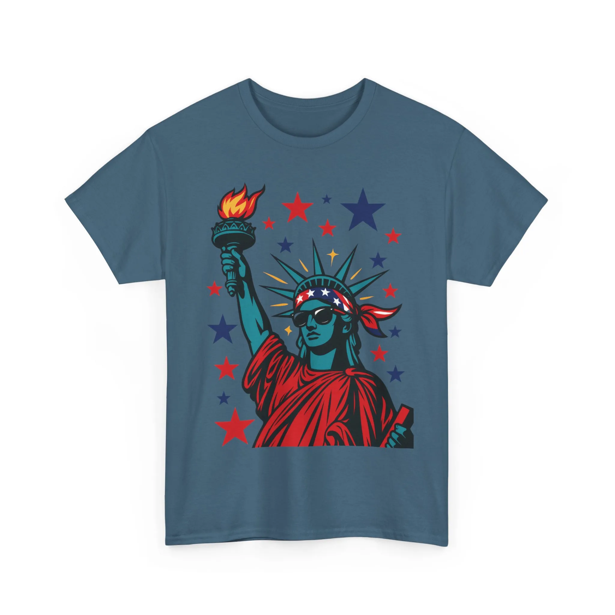 Lady Liberty Pop Art T-Shirt, Patriotic 4th of July Womens Tee, Retro USA Bandana Statue Shirt - Image 19