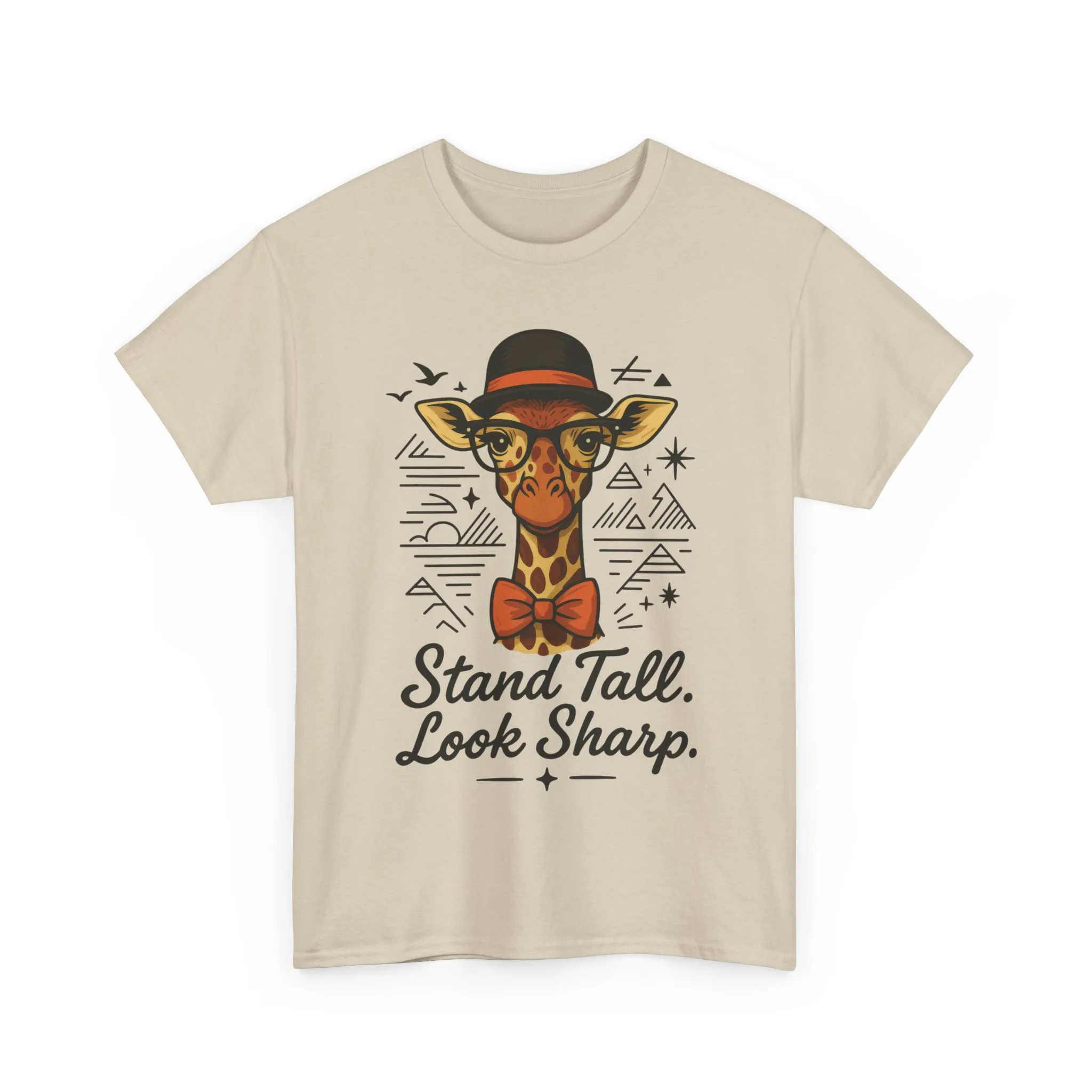 Hipster Giraffe T-Shirt with Hat and Glasses, Whimsical Giraffe Tee, Fun Gift, Cute Graphic Shirt, Unisex Heavy Cotton Tee - Image 2