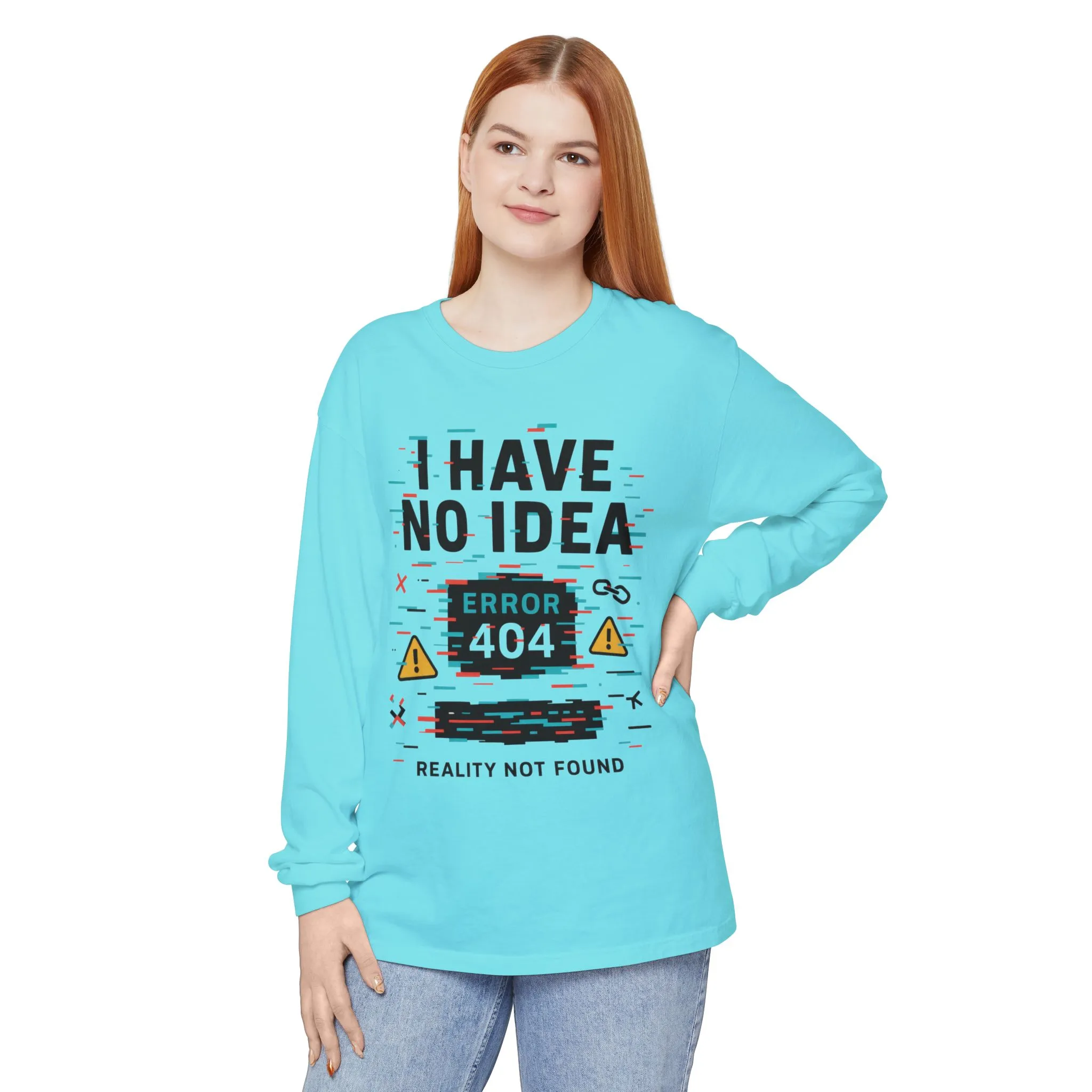 Unisex Long Sleeve T-Shirt, Funny Error 404 Graphic Tee, Internet Humor, Geeky Apparel, Quirky Humor Shirt, Gift for Tech Lovers - Image 37