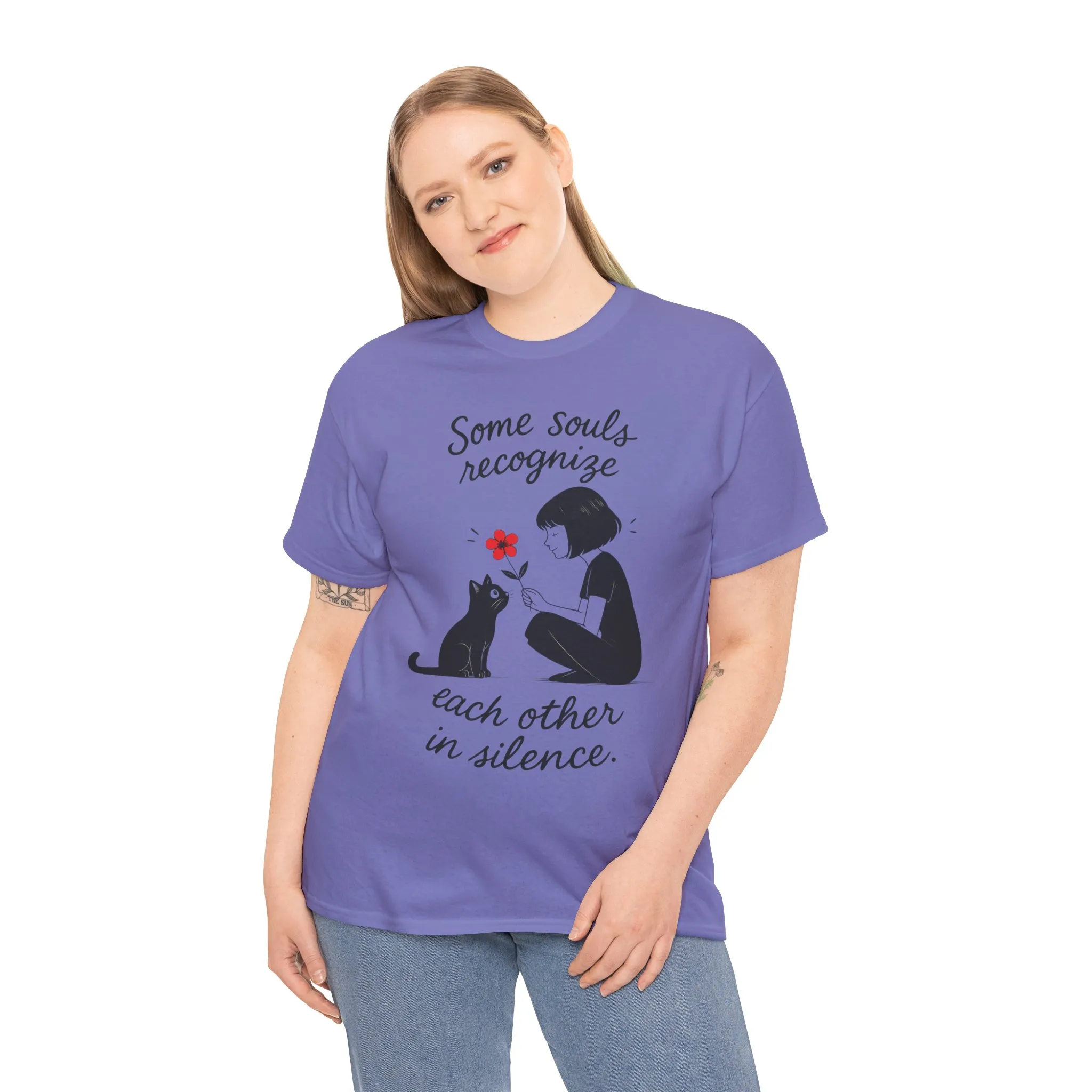 Cat Lover's Heavy Cotton Tee, Cute Cat Shirt, Pet Owner Gift, Animal Lover Apparel, Birthday Gift for Her, Women's Cotton T-Shirt, Cat Lover - Image 3