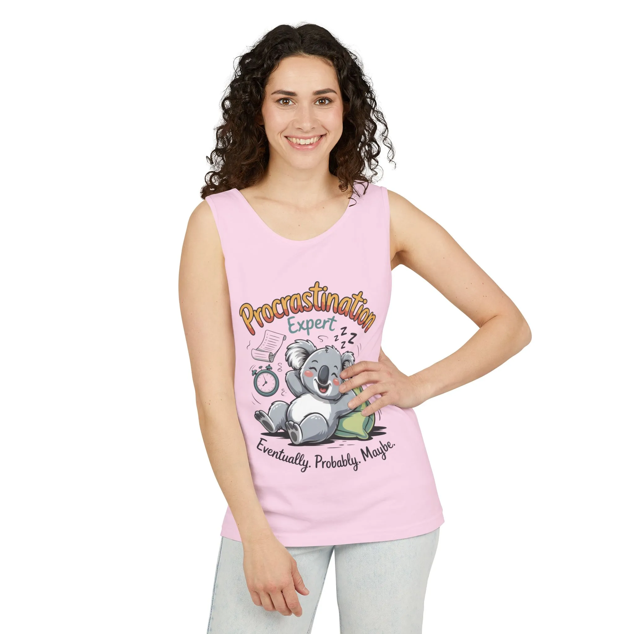 Procrastination Expert Tank Top, Funny Gift for Lazy Days, Relaxed Fit Tee, Casual Summer Wear, Koala Graphic Top, Motivational Apparel - Image 28