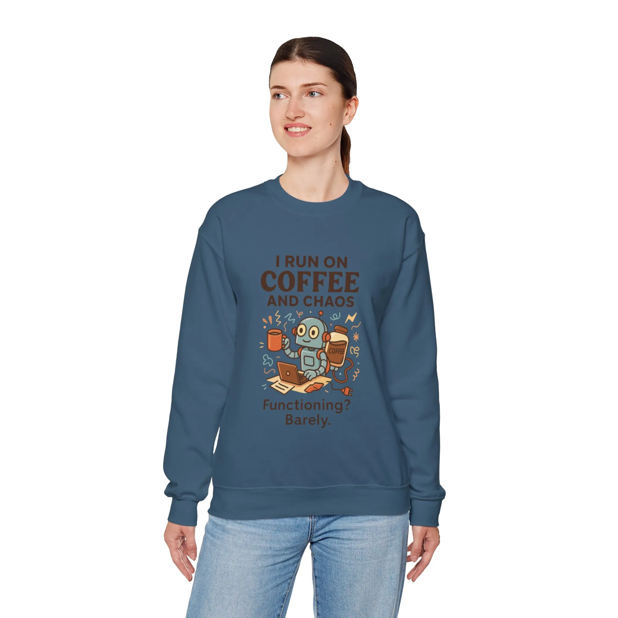 Coffee and Chaos Crewneck Sweatshirt, Funny Sweatshirt for Coffee Lovers, Unisex Gift, Cozy Everyday Wear, Ideal for Holidays - Image 43