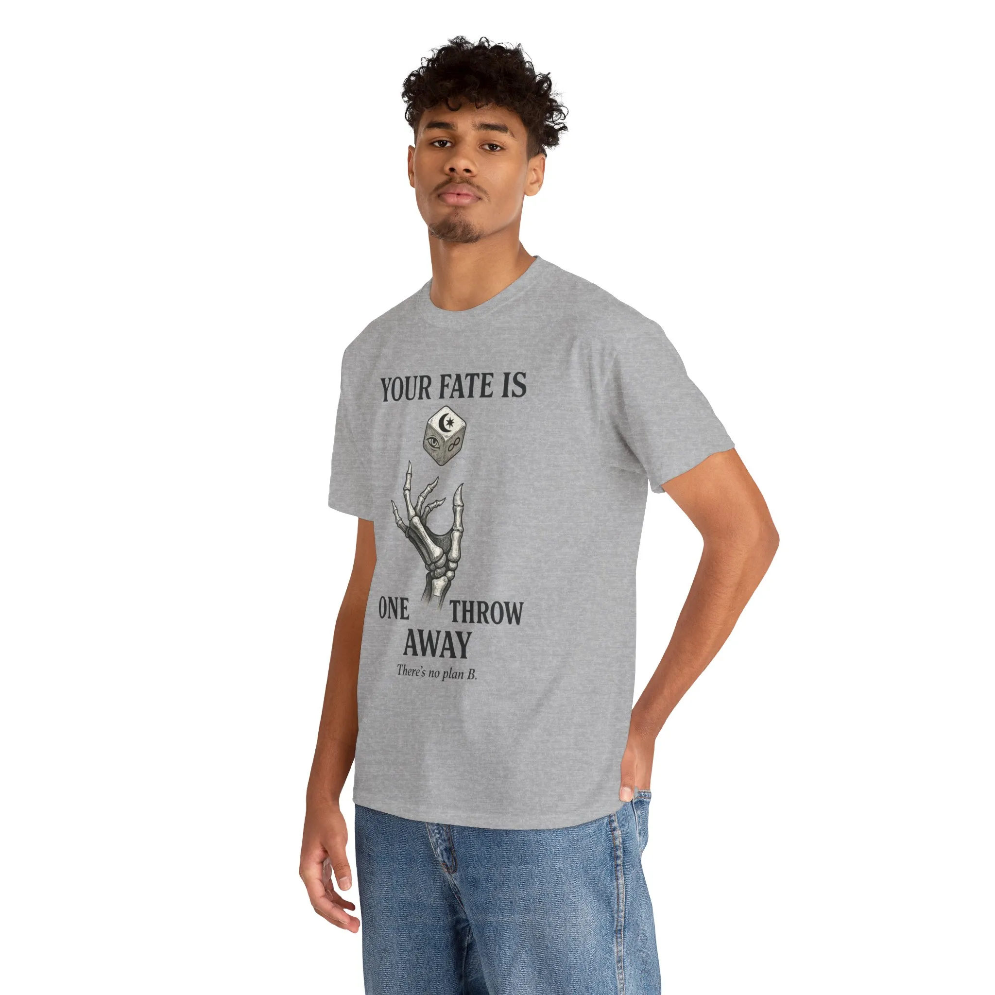 Your Fate Mens Heavy Cotton Tee, Skeleton Dice Graphic T-Shirt, Trendy Gift for Gamers, Gambling Tee, Unique Quote Apparel - Image 3