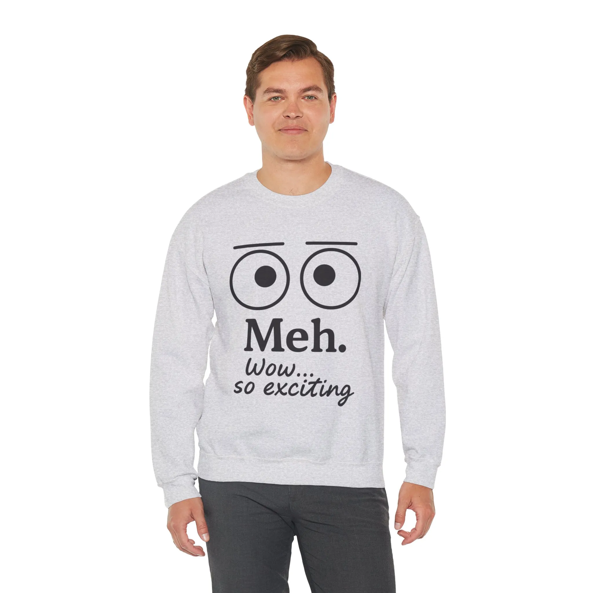 Mens Heavy Blend Crewneck with 'Meh' Design, Comfortable Apparel for Everyday Wear, Perfect for Relaxing - Image 30