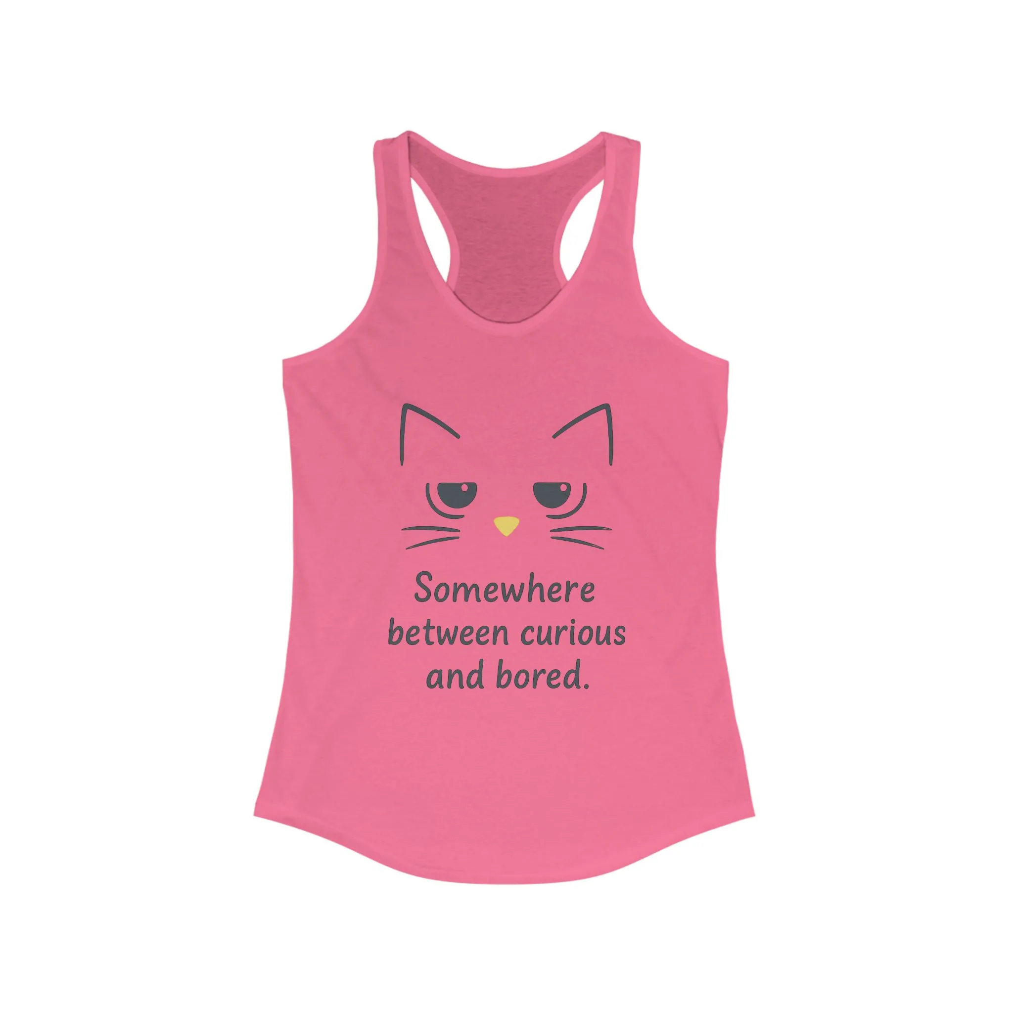 Curious & Bored Cat Tank Top, Women's Racerback Tee, Cute Cat Lover Gift, Fun Workout Top, Summer Casual Wear, Relaxed Fit Shirt - Image 13
