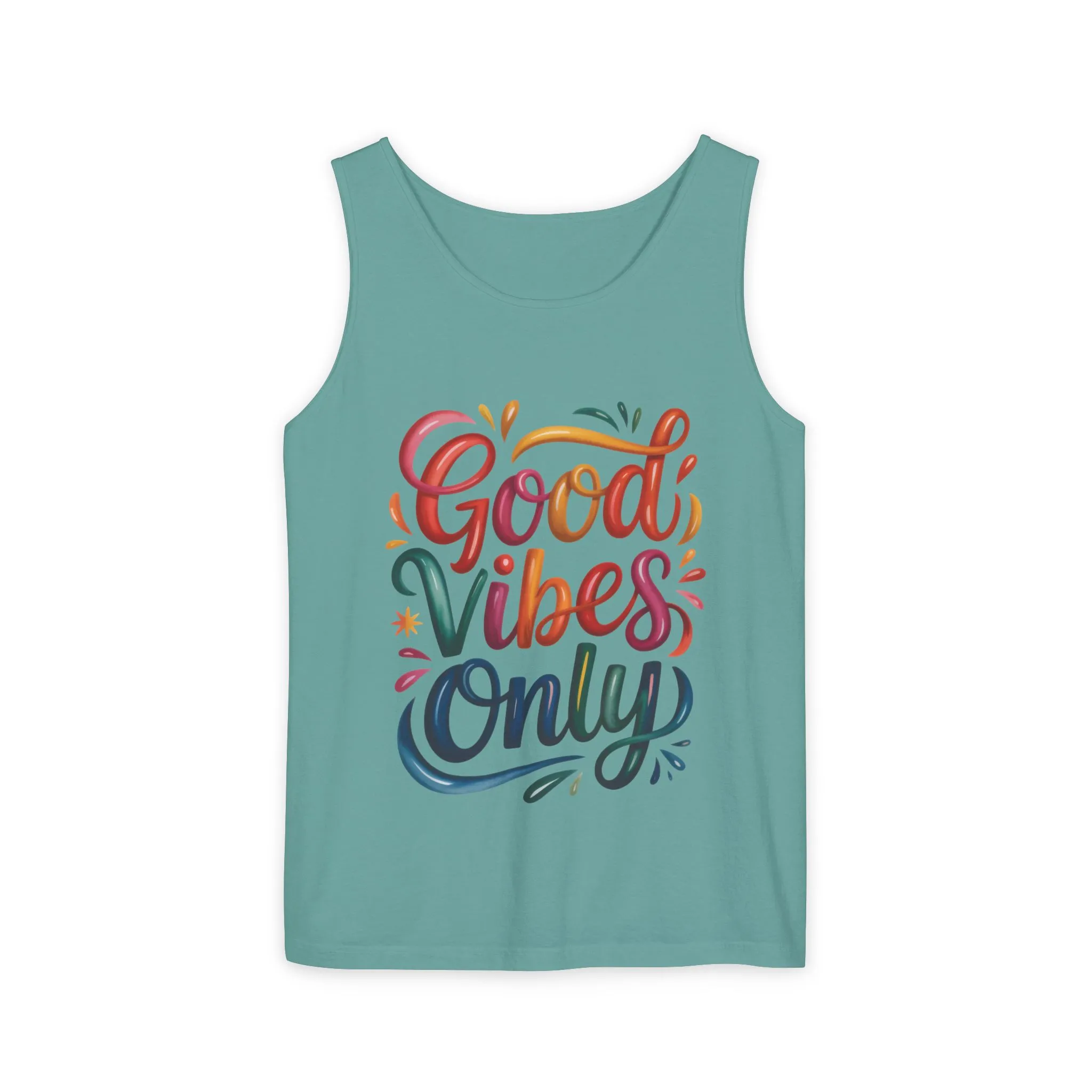 Good Vibes Only Womens Garment-Dyed Tank Top, Summer Casual Wear, Festival Outfit, Beach Day Tee, Gift for Friends, Positive Vibes Apparel - Image 9
